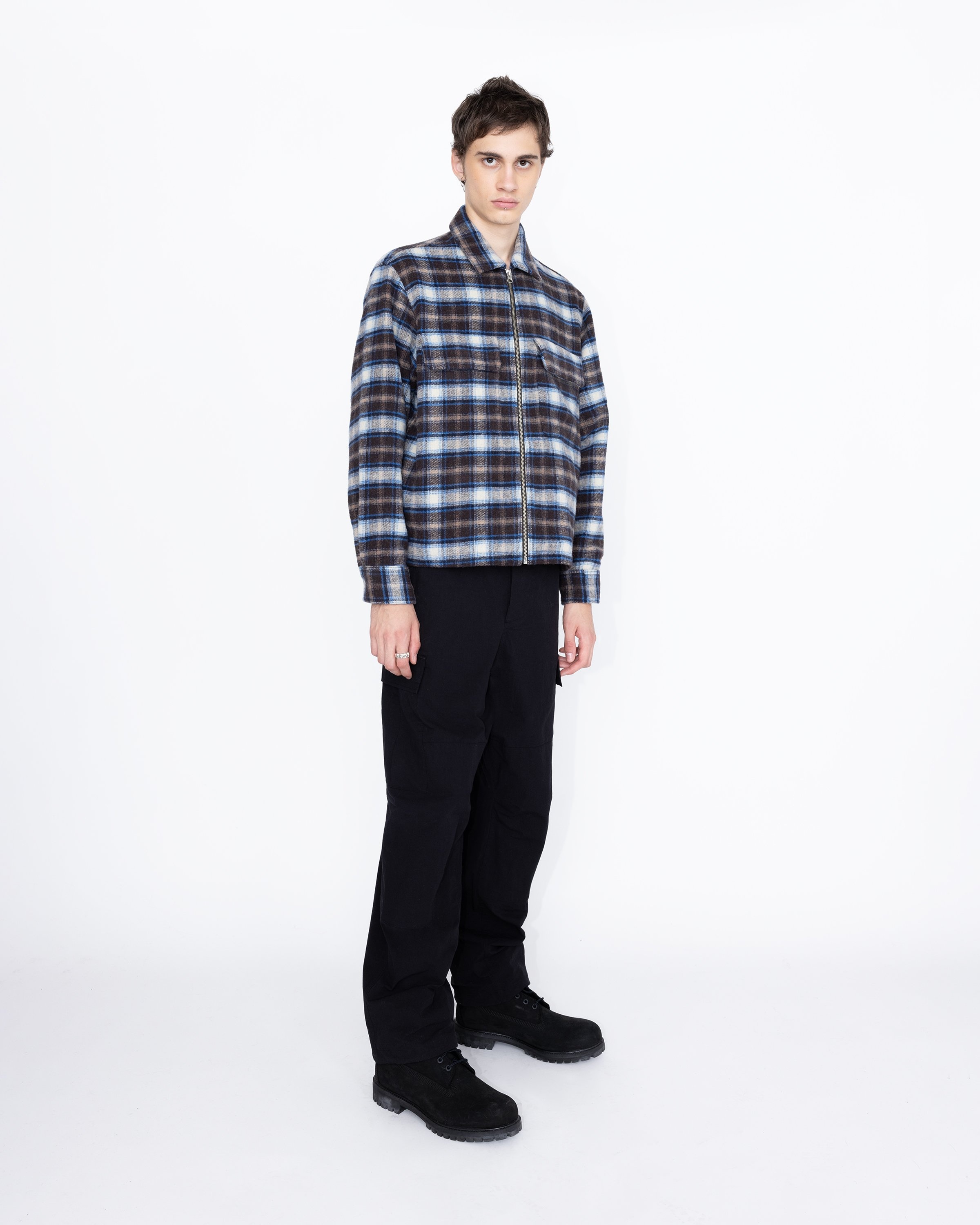 Highsnobiety HS05 – Shaggy Plaid Shirt Brown/Blue - Shirts - Multi - Image 4