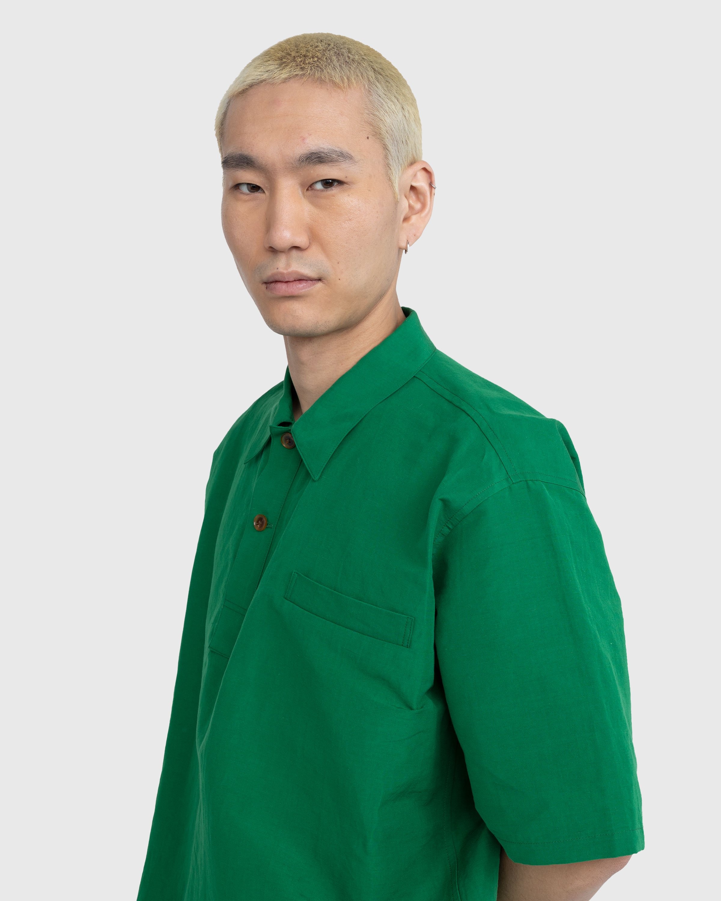 Auralee – High Density Finx Linen Weather Shirt Green