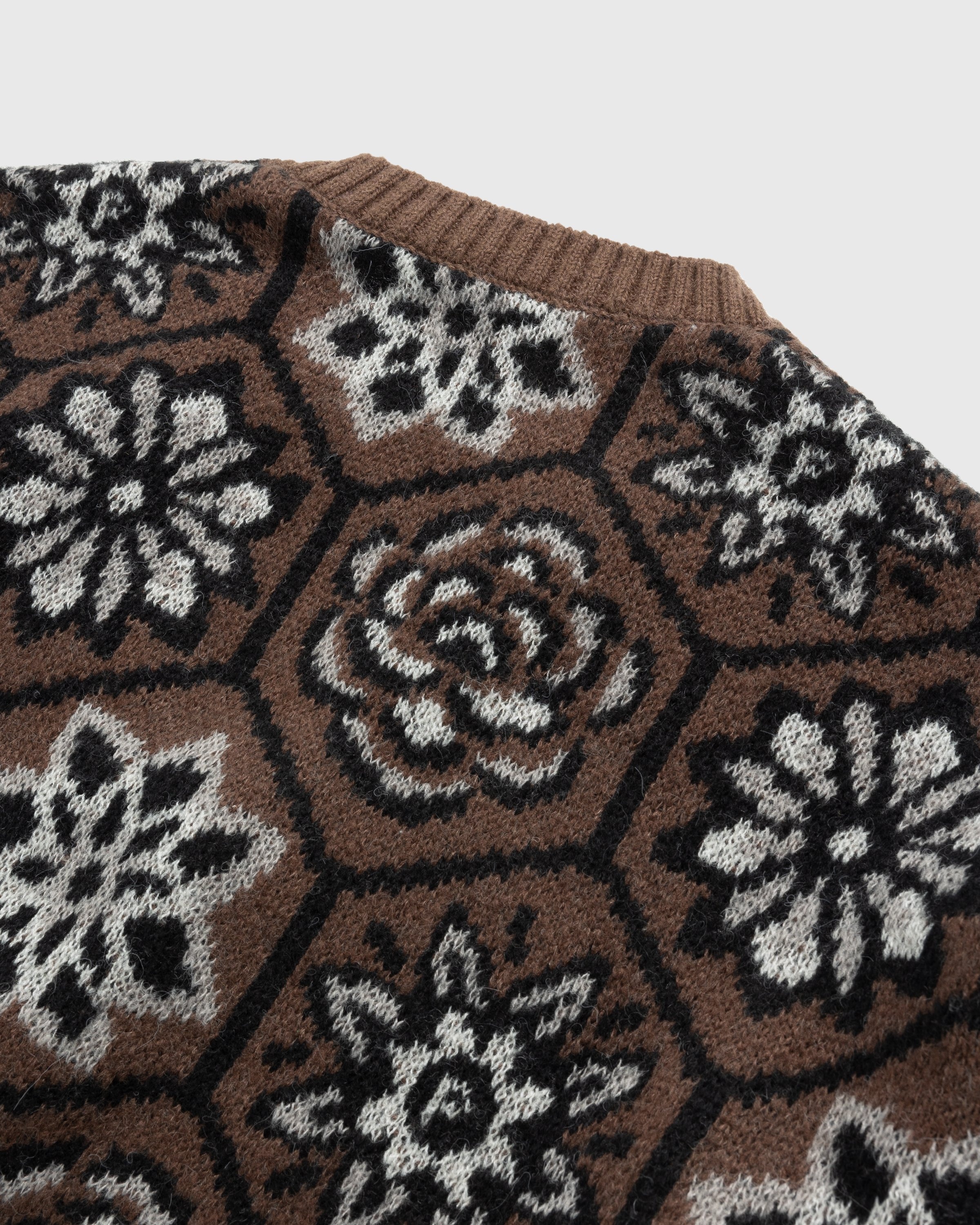 Patta – Wall Flower Knitted Zip Cardigan Chestnut/Dark Gull Grey - Knitwear - Brown - Image 5