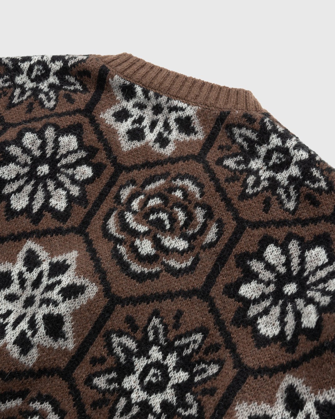 Patta – Wall Flower Knitted Zip Cardigan Chestnut/Dark Gull Grey - Knitwear - Brown - Image 5