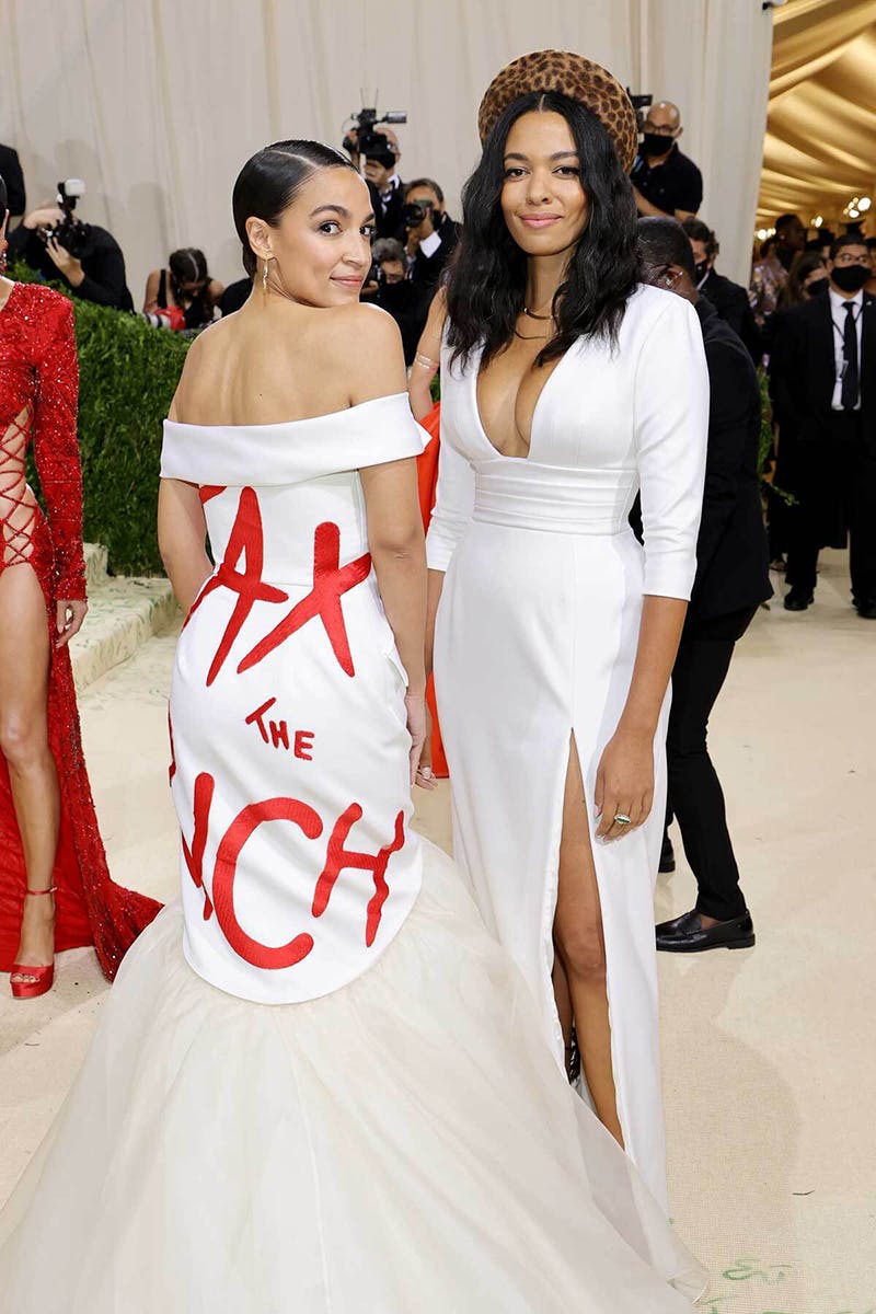 aoc dress met gala 2021 tax the rich