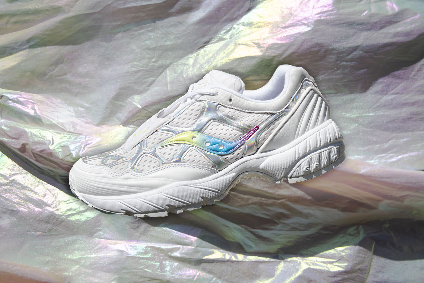 Saucony’s Grid Web Gets Summer-Ready in “White/Iridescent”