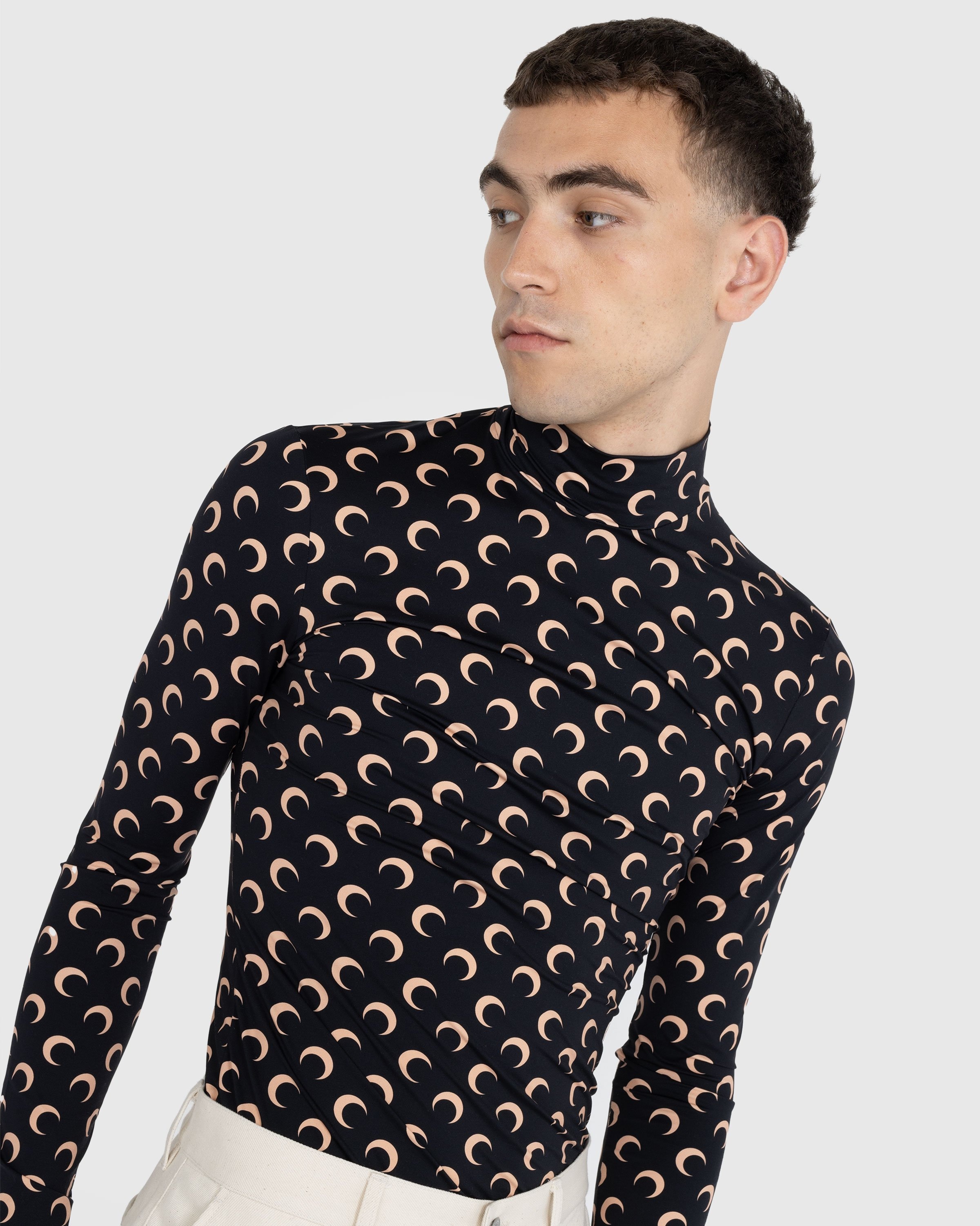 Marine Serre – All-Over Moon Print Second Skin Top Brown - Tops - Black - Image 4