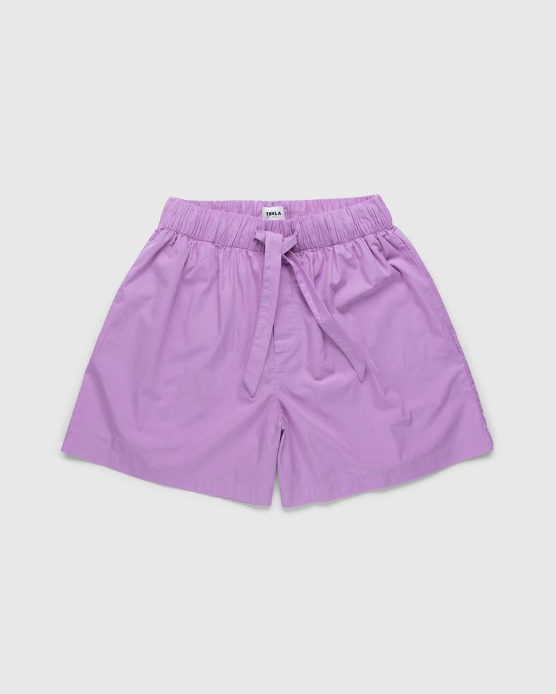 Tekla – Cotton Poplin Pyjamas Shorts Purple Pink