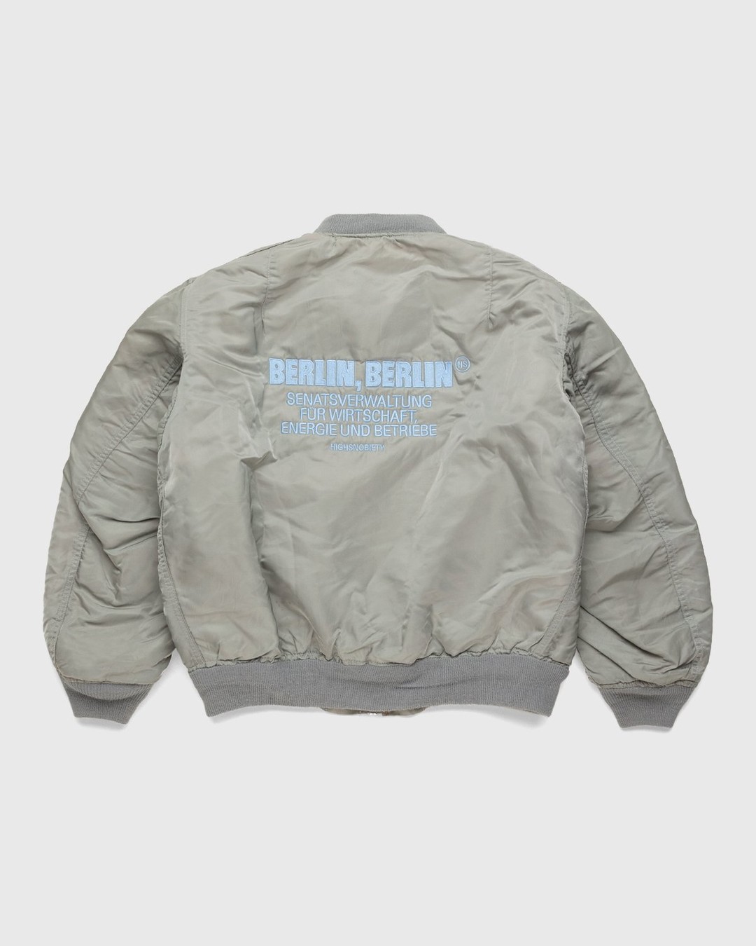 Highsnobiety – Berlin Berlin Embroidered Vintage MA-1 Grey - Outerwear - Grey - Image 1