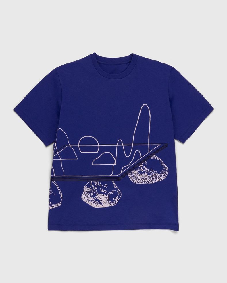 Lemaire – Printed Cotton T-Shirt Cobalt Blue