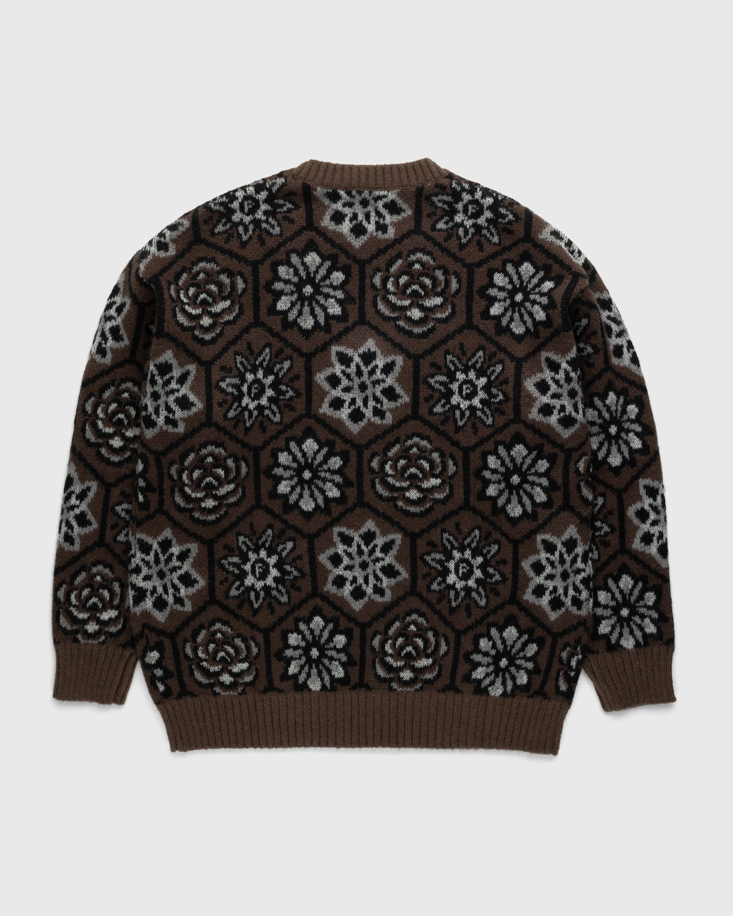 Patta – Wall Flower Knitted Zip Cardigan Chestnut/Dark Gull Grey - Cardigans - Brown - Image 2