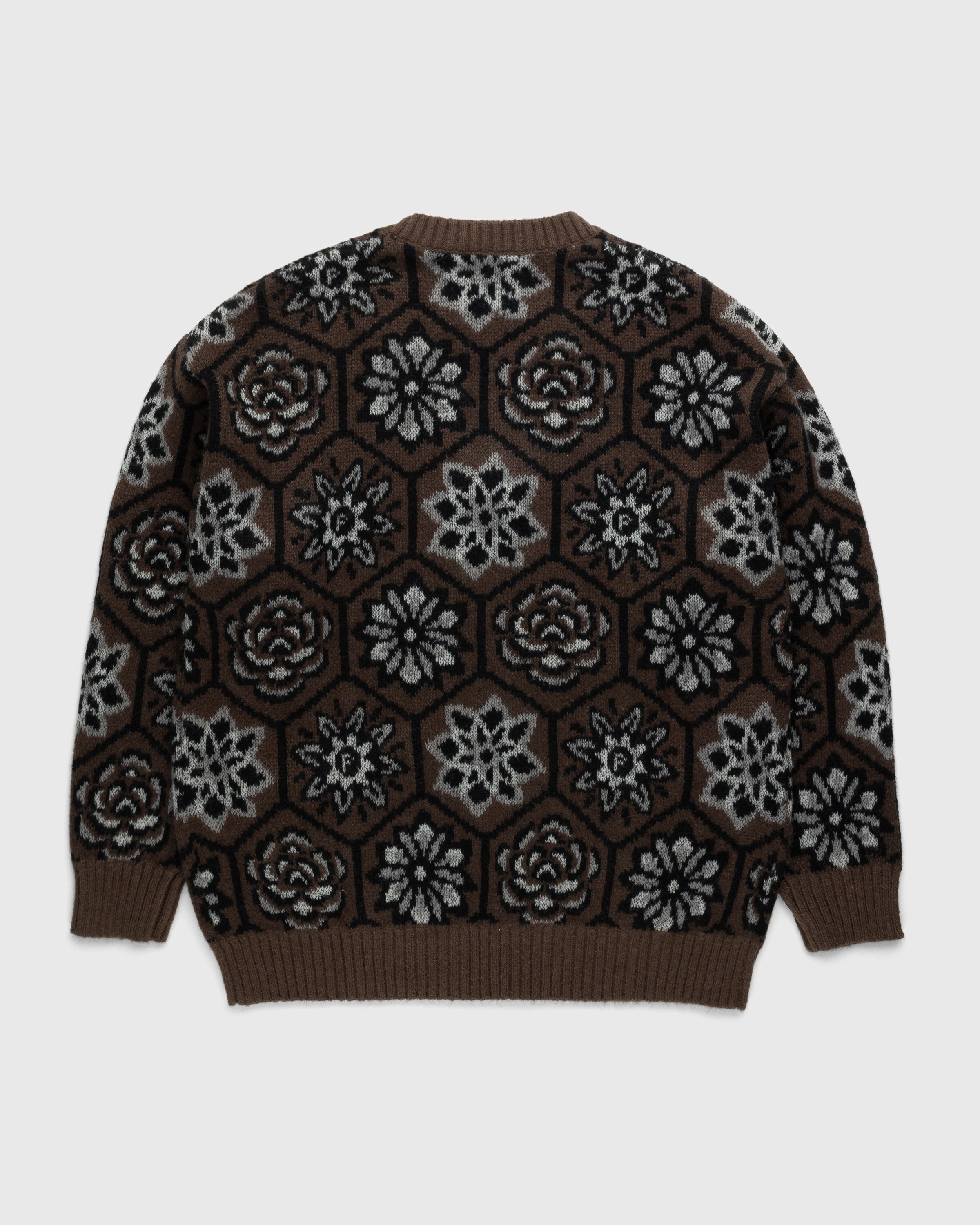 Patta – Wall Flower Knitted Zip Cardigan Chestnut/Dark Gull Grey - Knitwear - Brown - Image 2