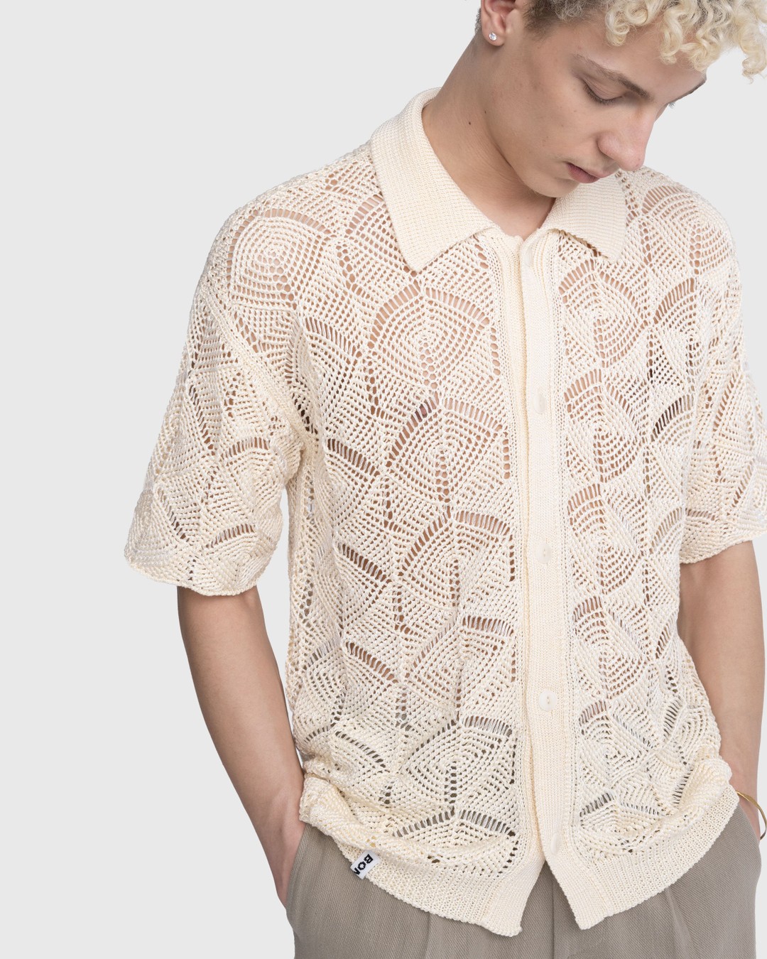 Bonsai – Keyhole Shirt Ivory - Shortsleeve Shirts - Beige - Image 5