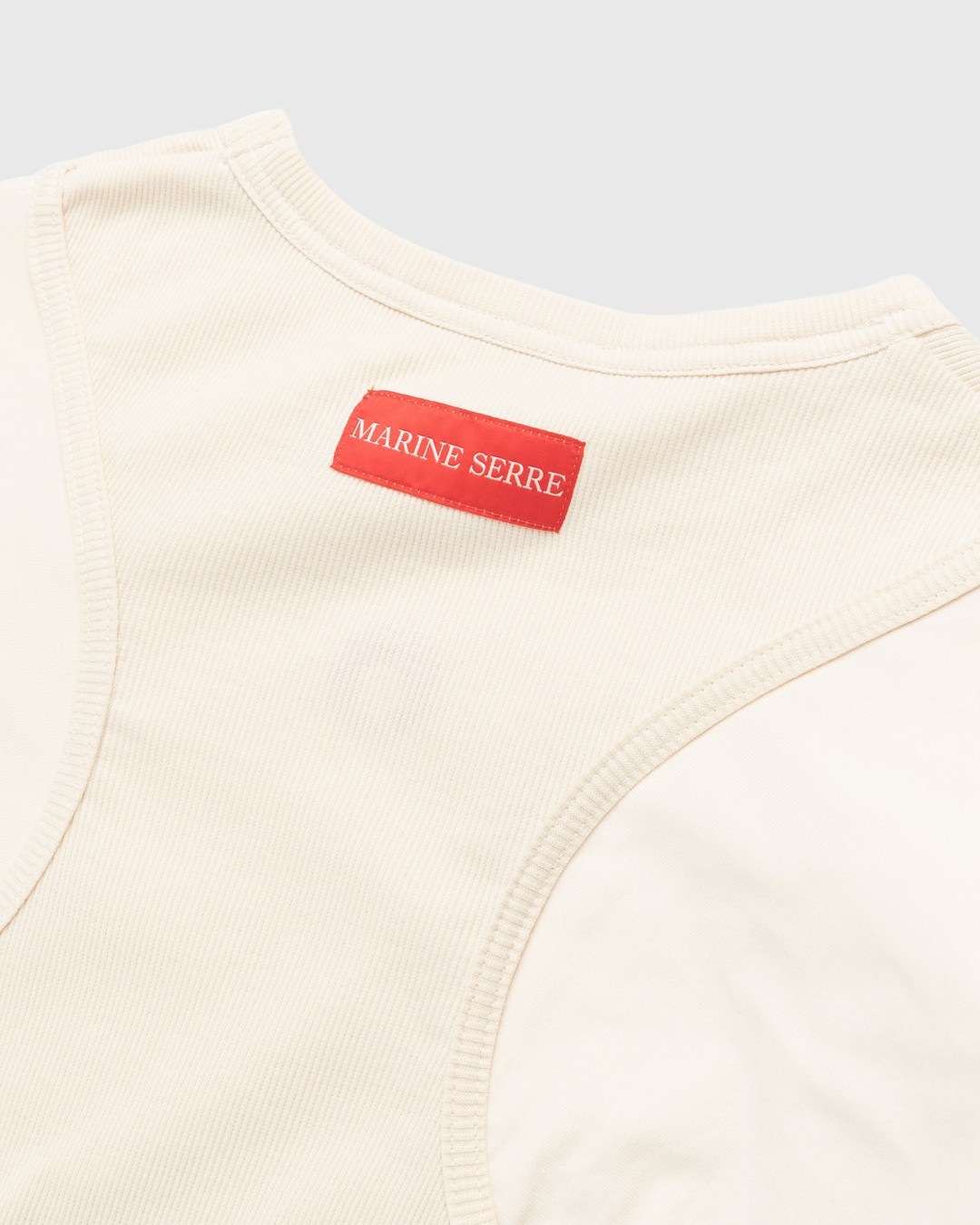 Marine Serre – Organic Cotton Relaxed Long-Sleeve Top Beige - Longsleeves - Beige - Image 4