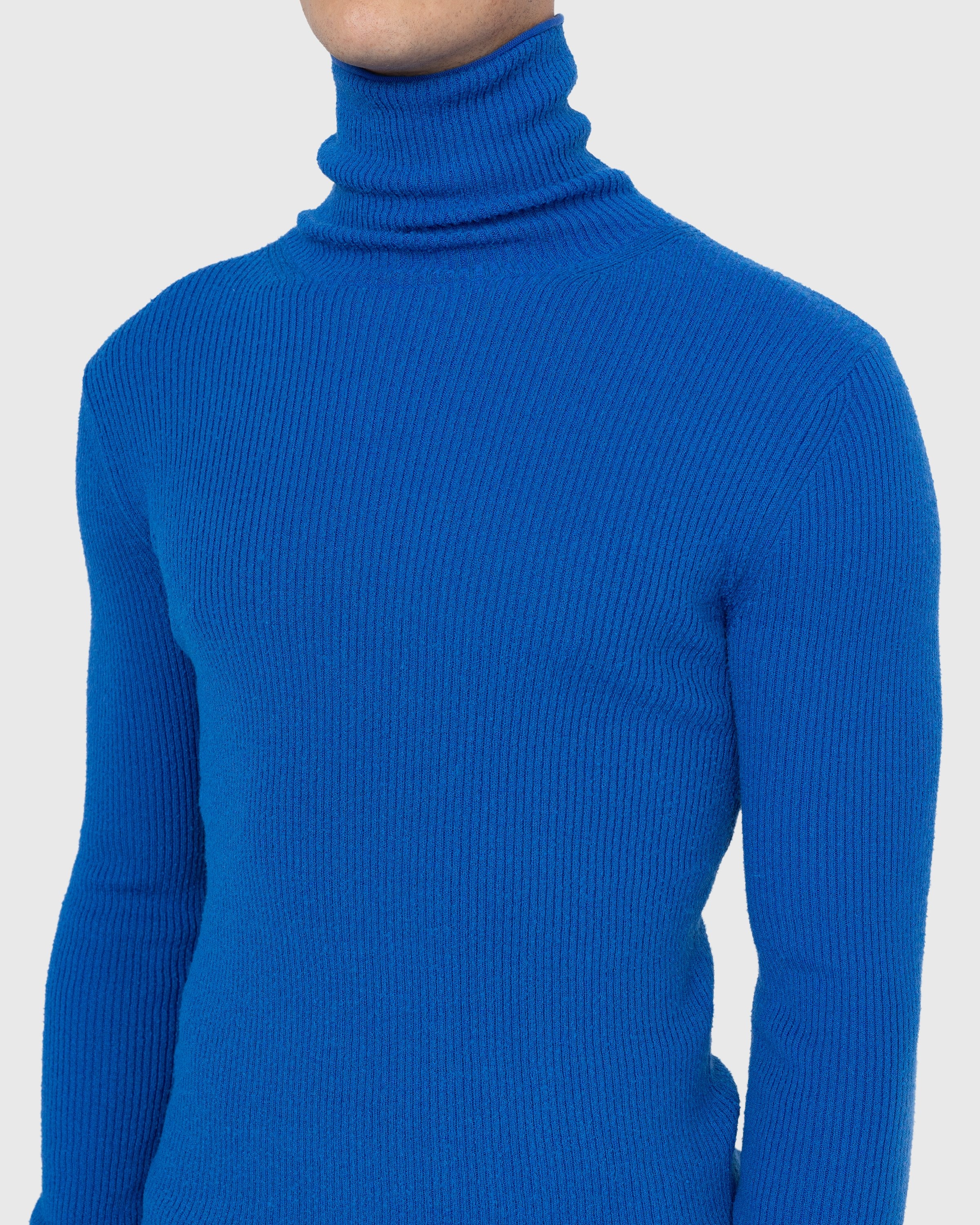 Acne Studios Roll Neck Ribbed Knit Sweater Ultramarine Blue