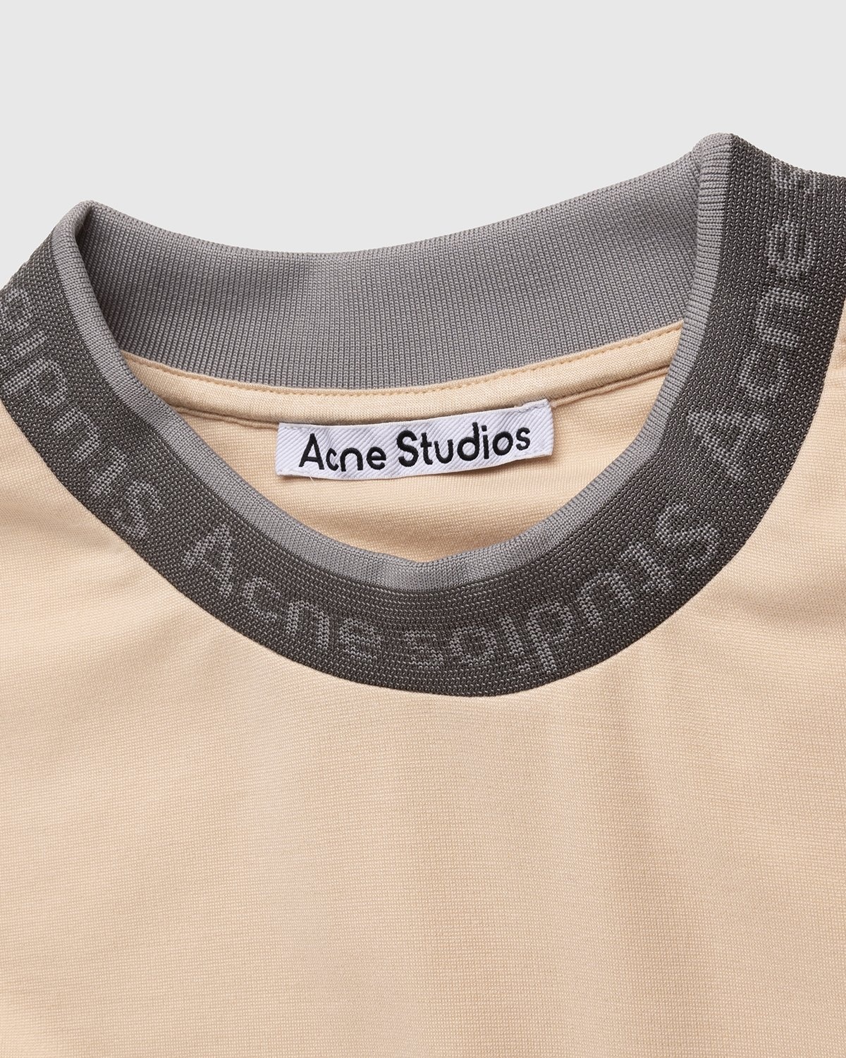 Acne Studios – Logo Collar T-Shirt Cream Beige - T-Shirts - Beige - Image 4