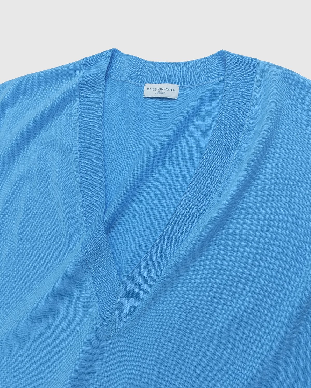Dries van Noten – Merino Sleeveless Sweater Madonna - Knitwear - Blue - Image 3