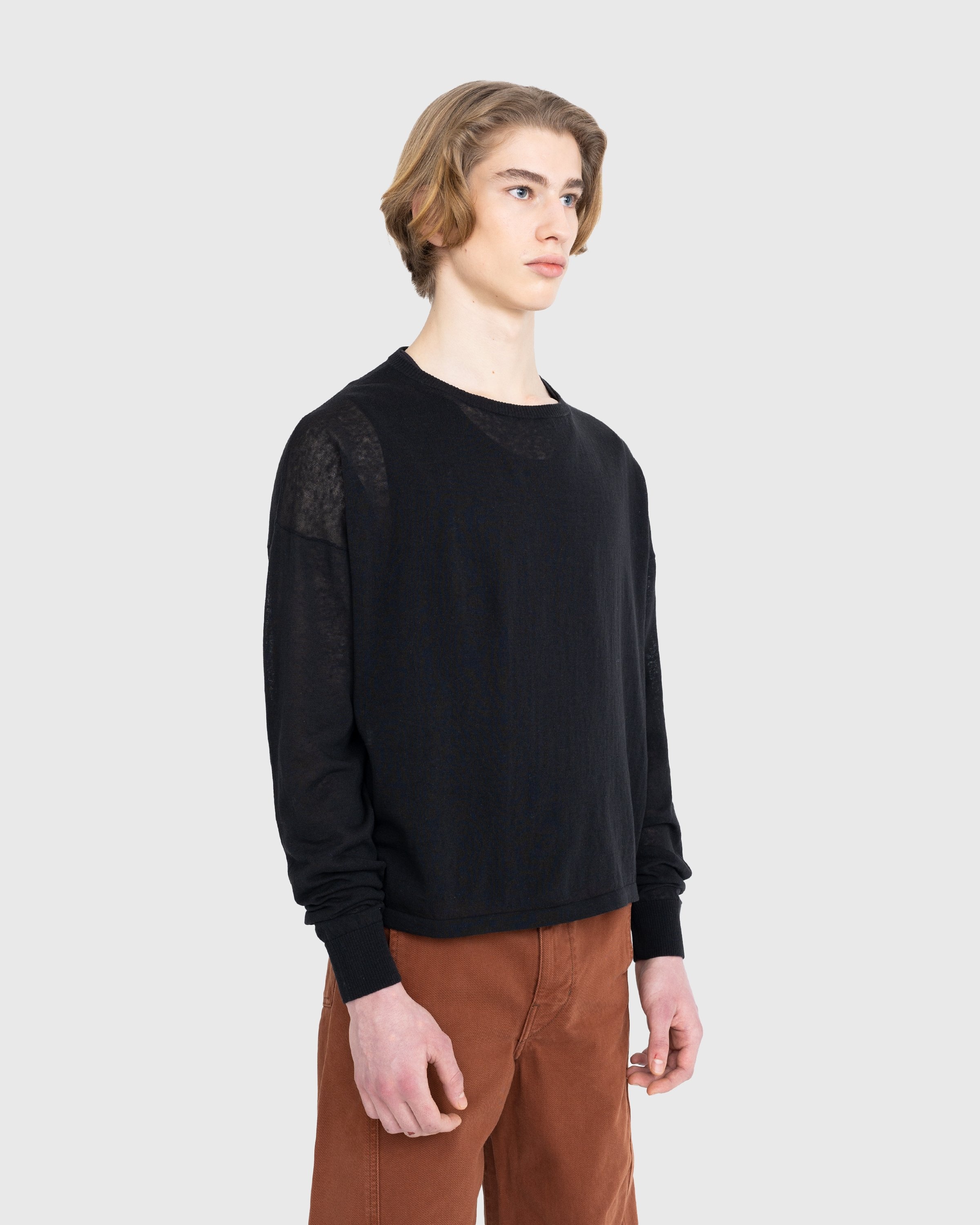 Lemaire – Boxy Cotton Linen Sweater Black - Sweats - Black - Image 4