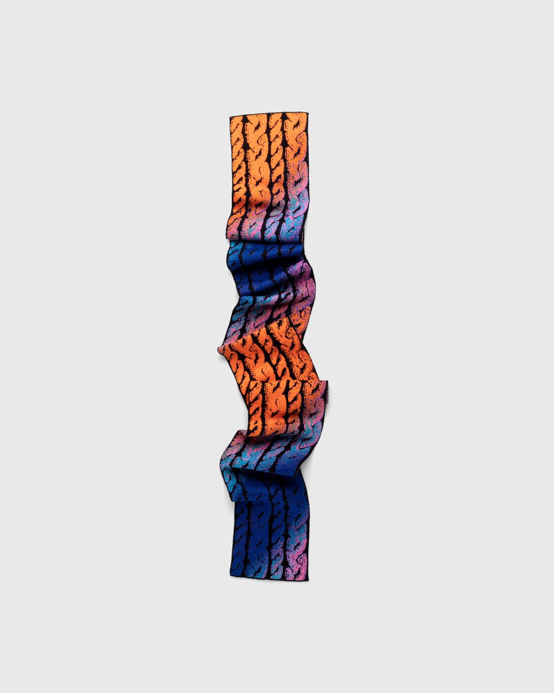 AGR – Merino Cable Rainbow Scarf Orange/Blue - Scarves - Multi - Image 1