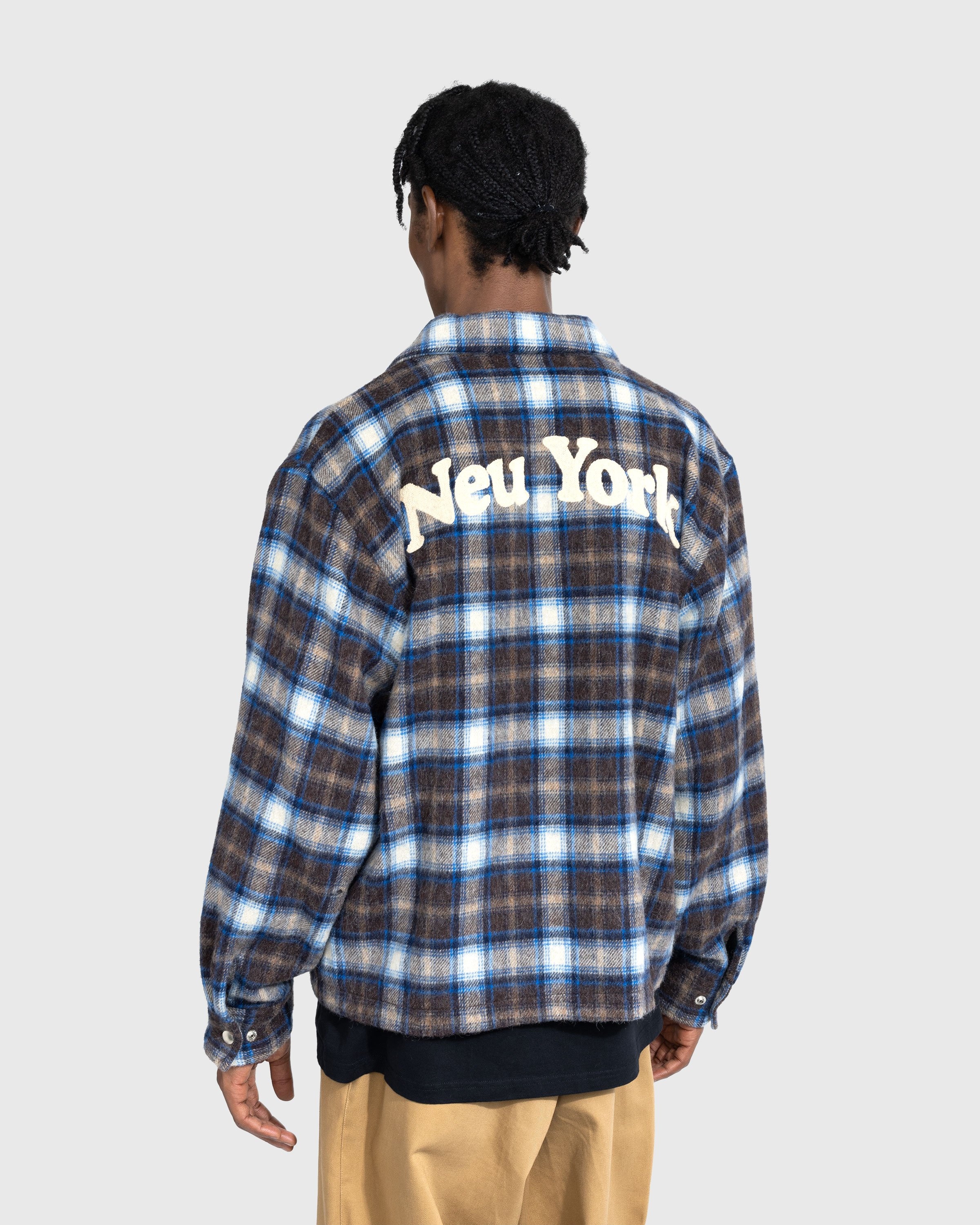Highsnobiety – Neu York Shaggy Wool Plaid Zip Shirt Brown - Shirts - Brown - Image 4