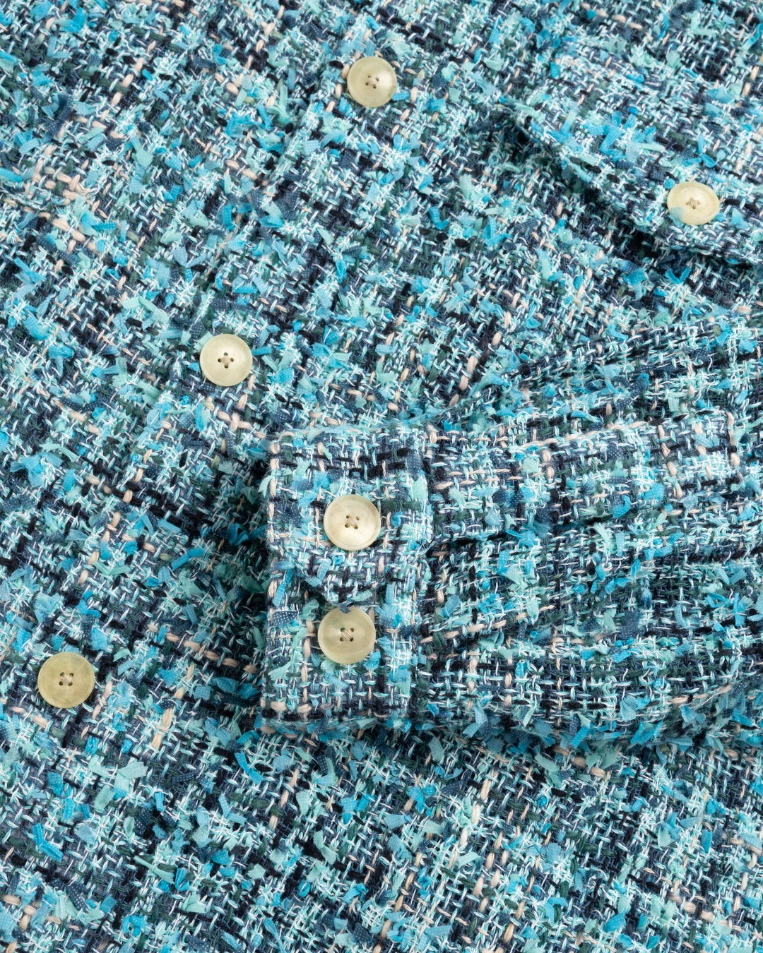 Auralee – Homespun Summer Tweed Shirts Blouson Light Blue/Navy