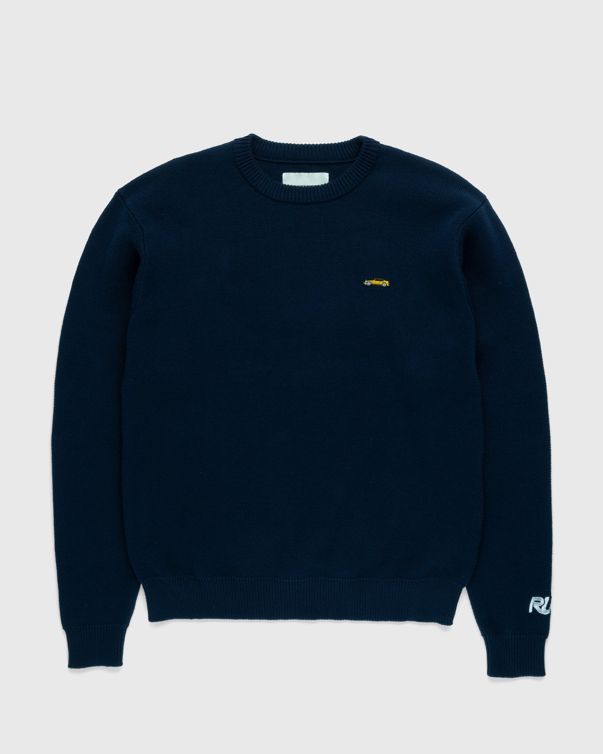 RUF x Highsnobiety – Knitted Crewneck Sweater Navy - Knitwear - Blue - Image 1