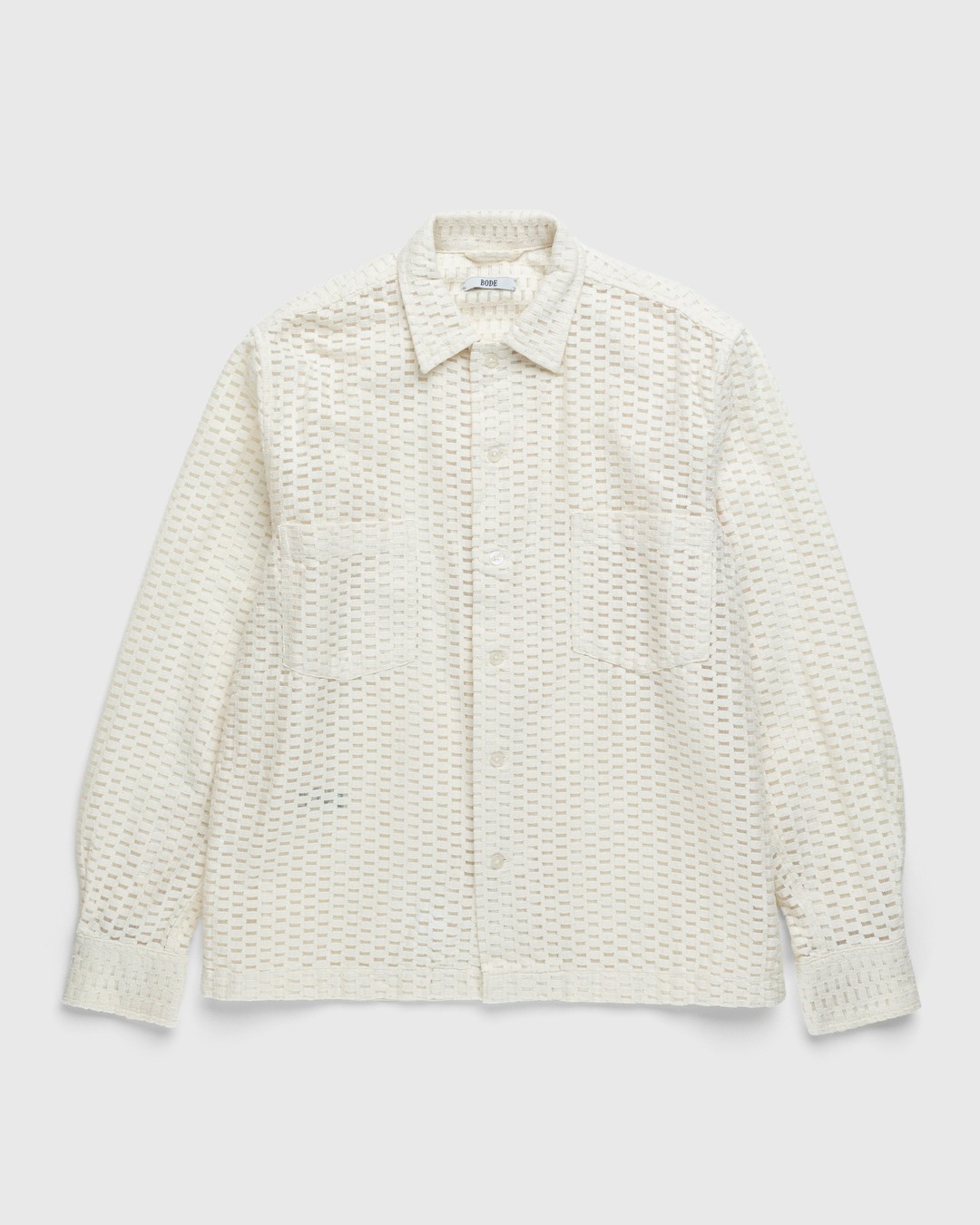 Bode – Sheer Brick Lace Long-Sleeve Shirt Beige - Shirts - Beige - Image 1