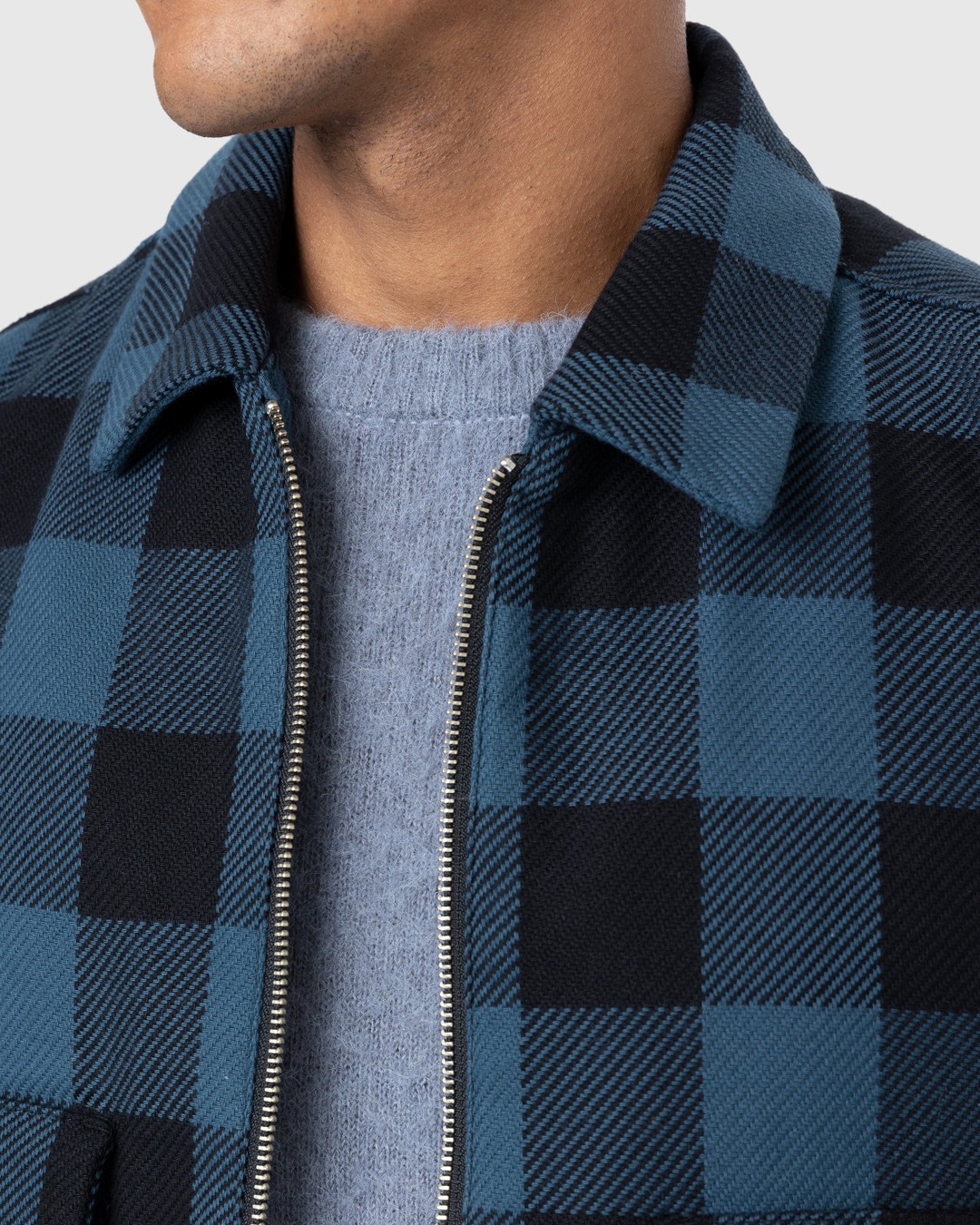 Highsnobiety – Buffalo Check Zip Shirt Navy - Shirts - Blue - Image 7