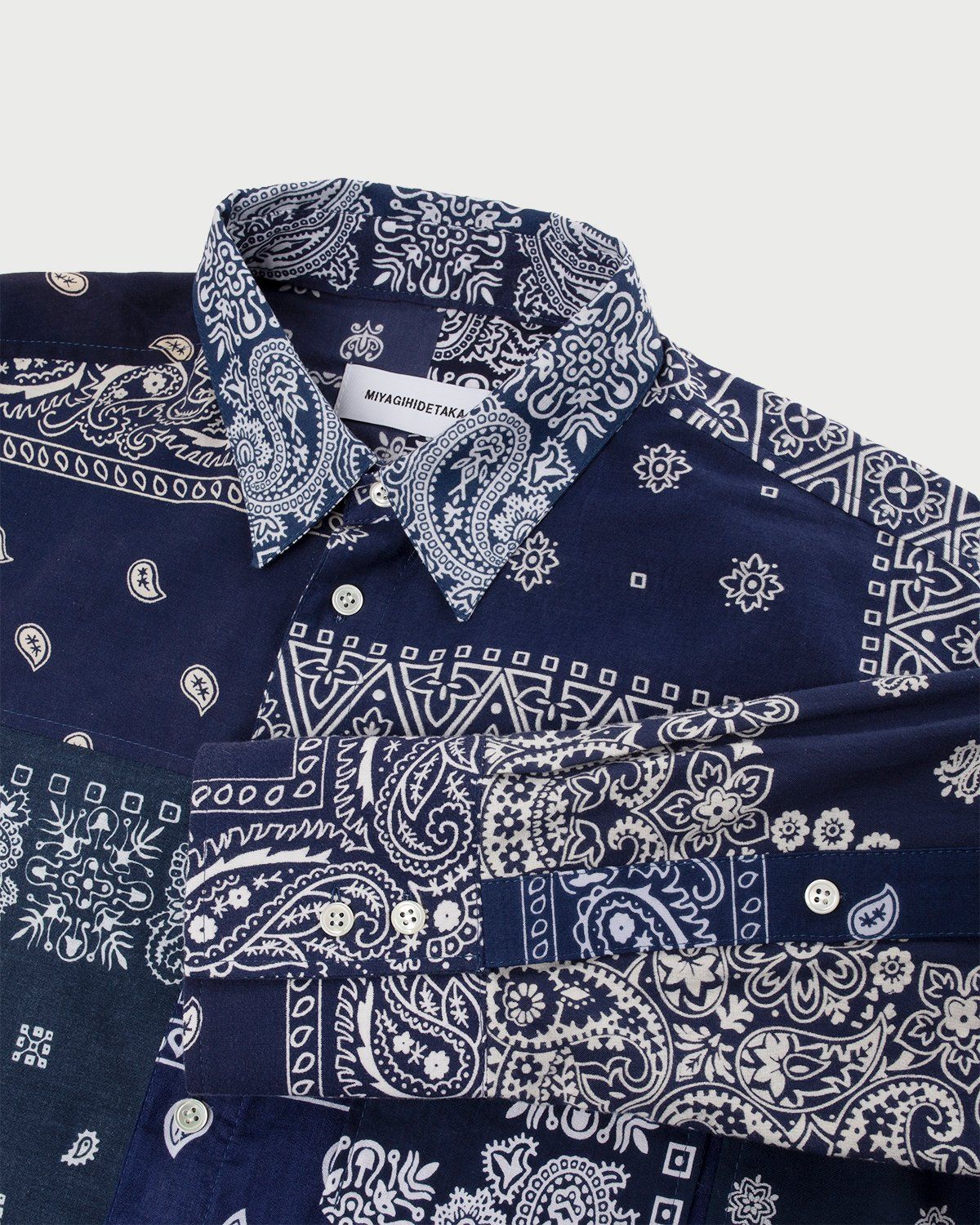 Miyagihidetaka – Bandana Shirt Navy - Shirts - Blue - Image 7