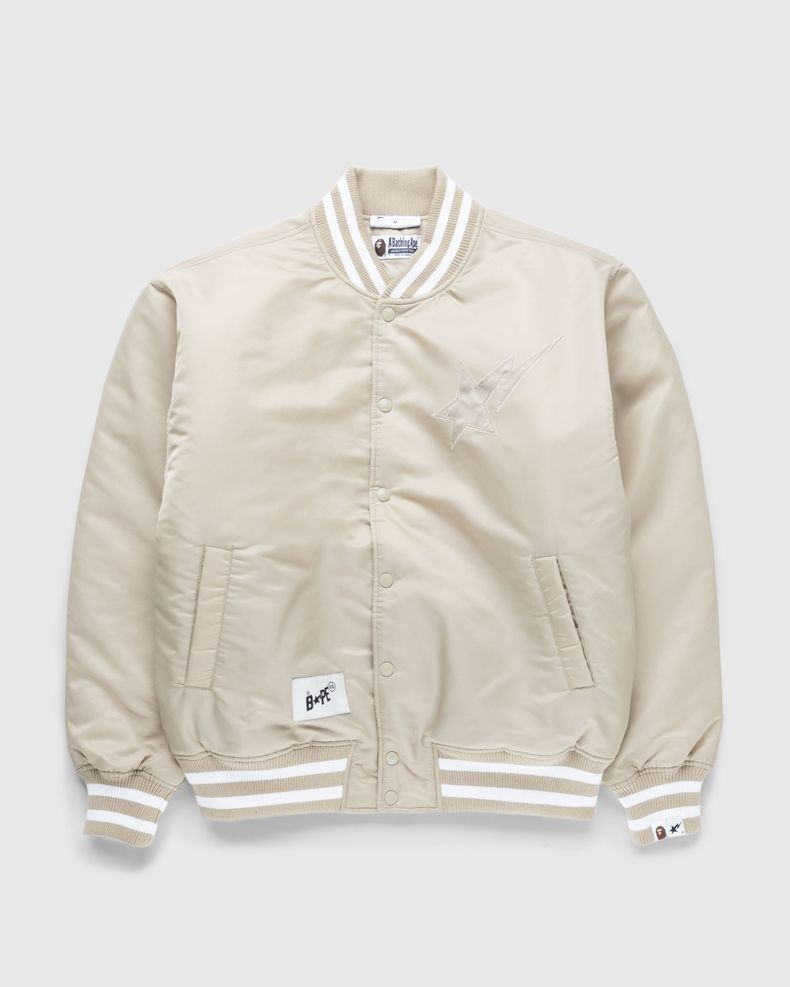 BAPE x Highsnobiety – Varsity Jacket Beige