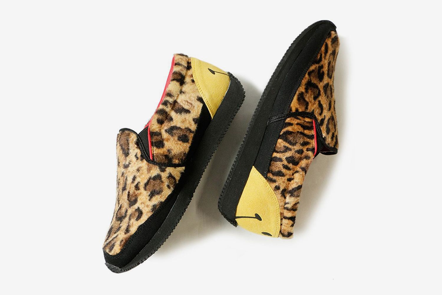 Leopard Fur Smile Heel Slip-Ons