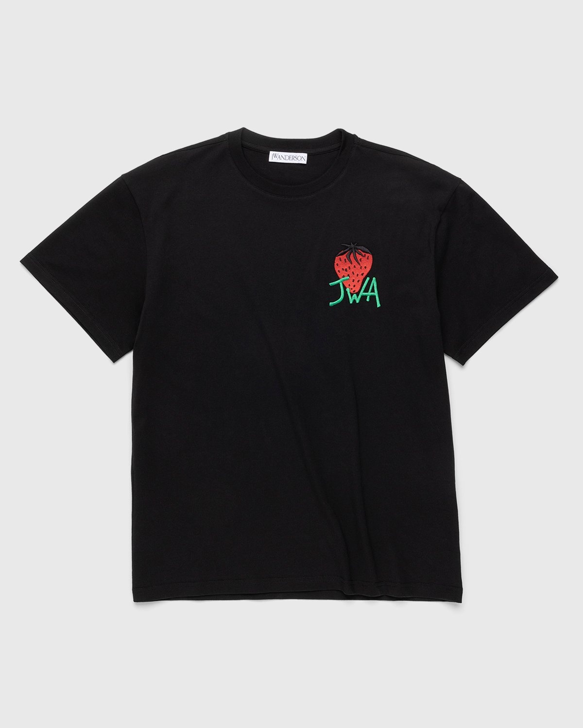 J.W. Anderson – Embroidered Strawberry JWA T-Shirt Black - Tops - Black - Image 1
