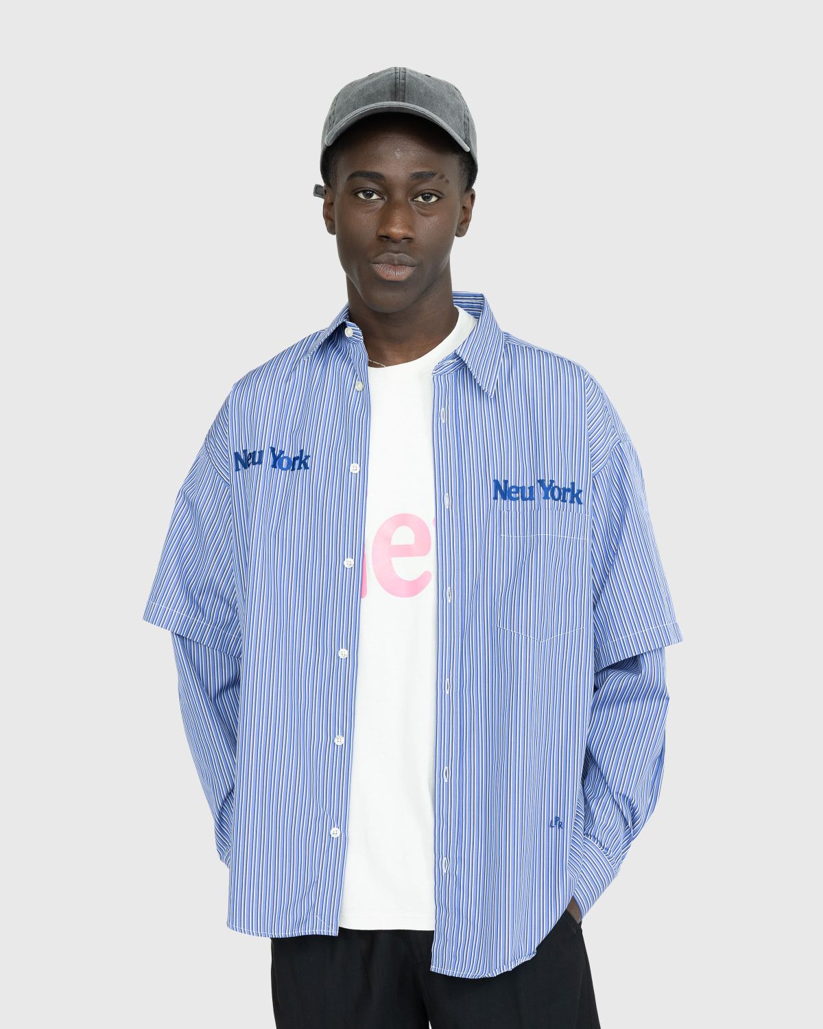 Highsnobiety x Le Père – "Neu York Neu York" Double Sleeve Shirt Blue - Shirts - Blue - Image 3