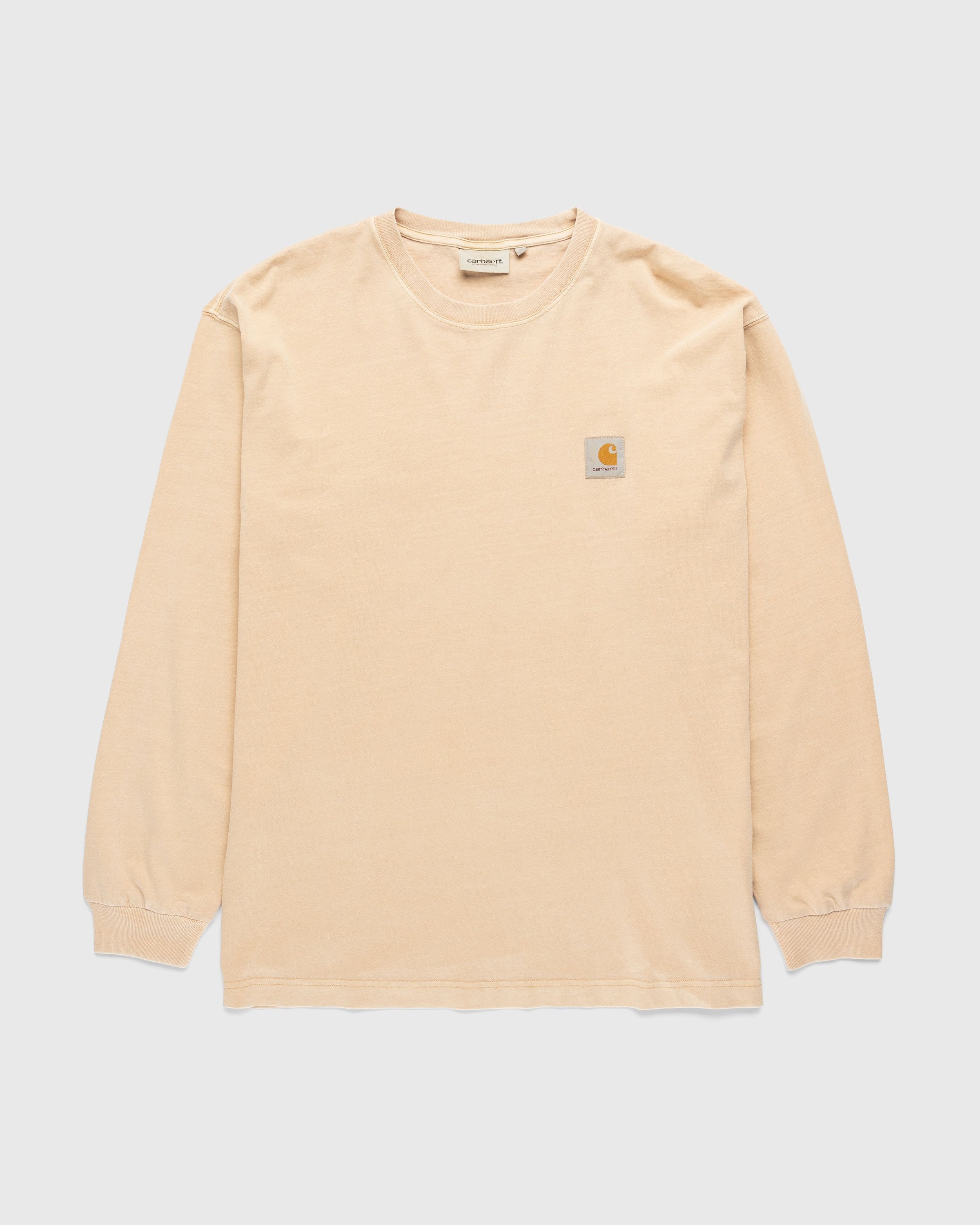 Carhartt WIP – Nelson Longsleeve T-Shirt Garment-Dyed Dusty Hamilton Brown - Tops - Brown - Image 1