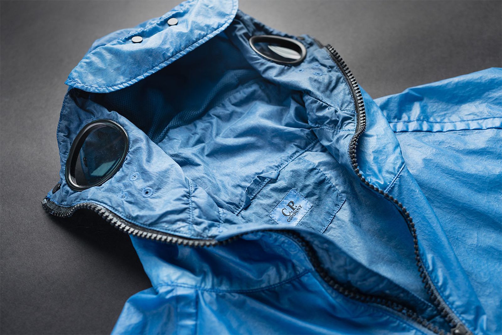 The NyBer Special Dyed Goggle Jacket in 'Riviera' blue.
