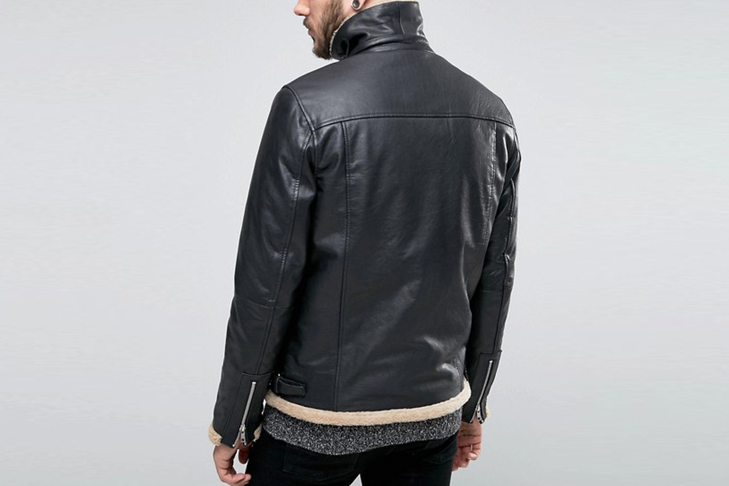 Fleece Lined Leather Jacket