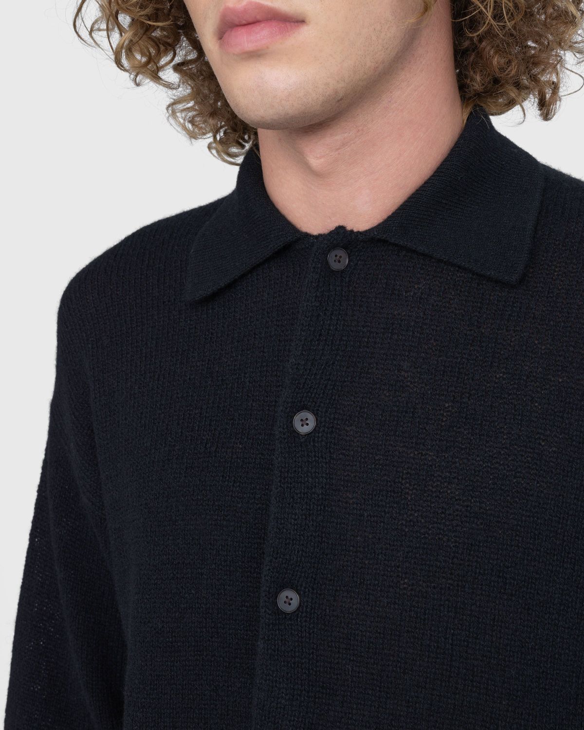 Auralee – Shetland Wool Cashmere Knit Cardigan Black