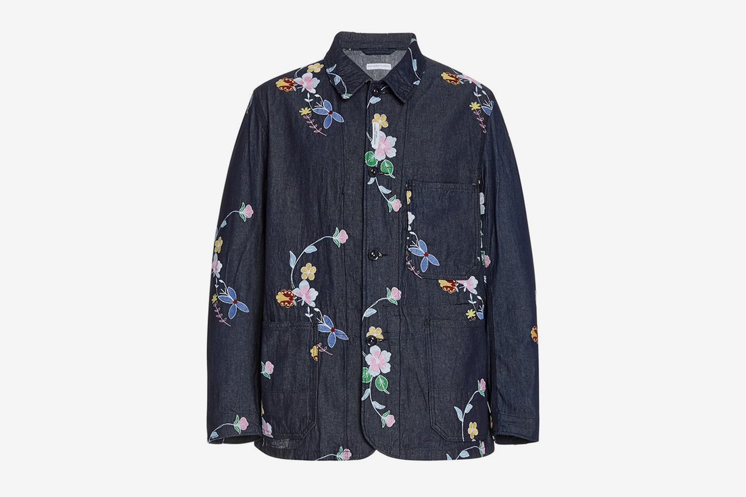 Floral-Embroidered Denim Jacket