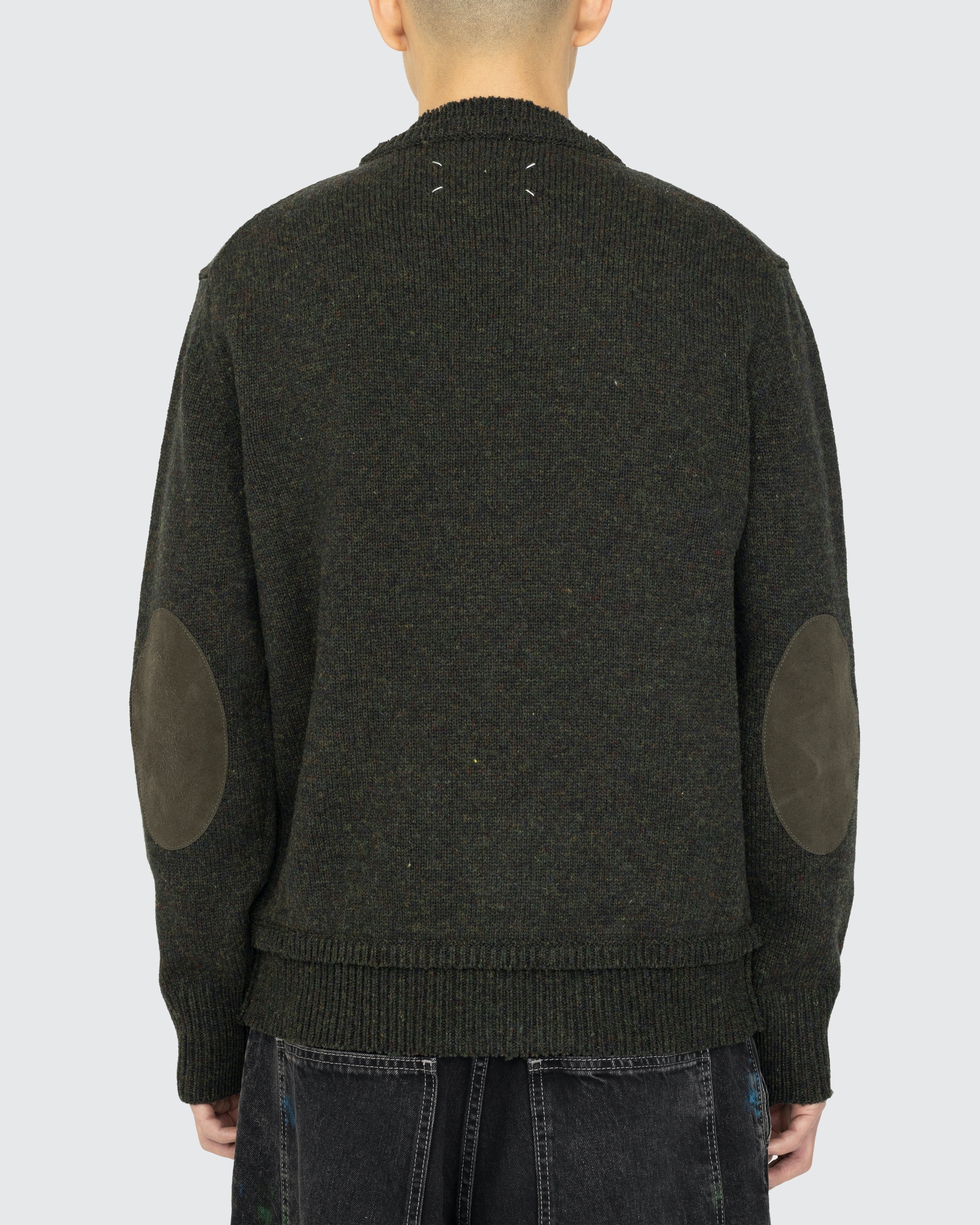 Maison Margiela – Elbow Patch Sweater Dark Green - Crewnecks - Green - Image 4