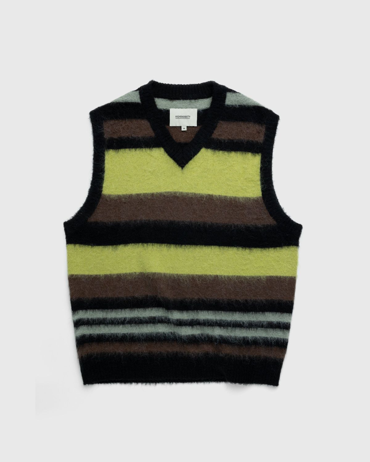Highsnobiety – Striped V-Neck Sweater Vest Black - Knitwear - Black - Image 1