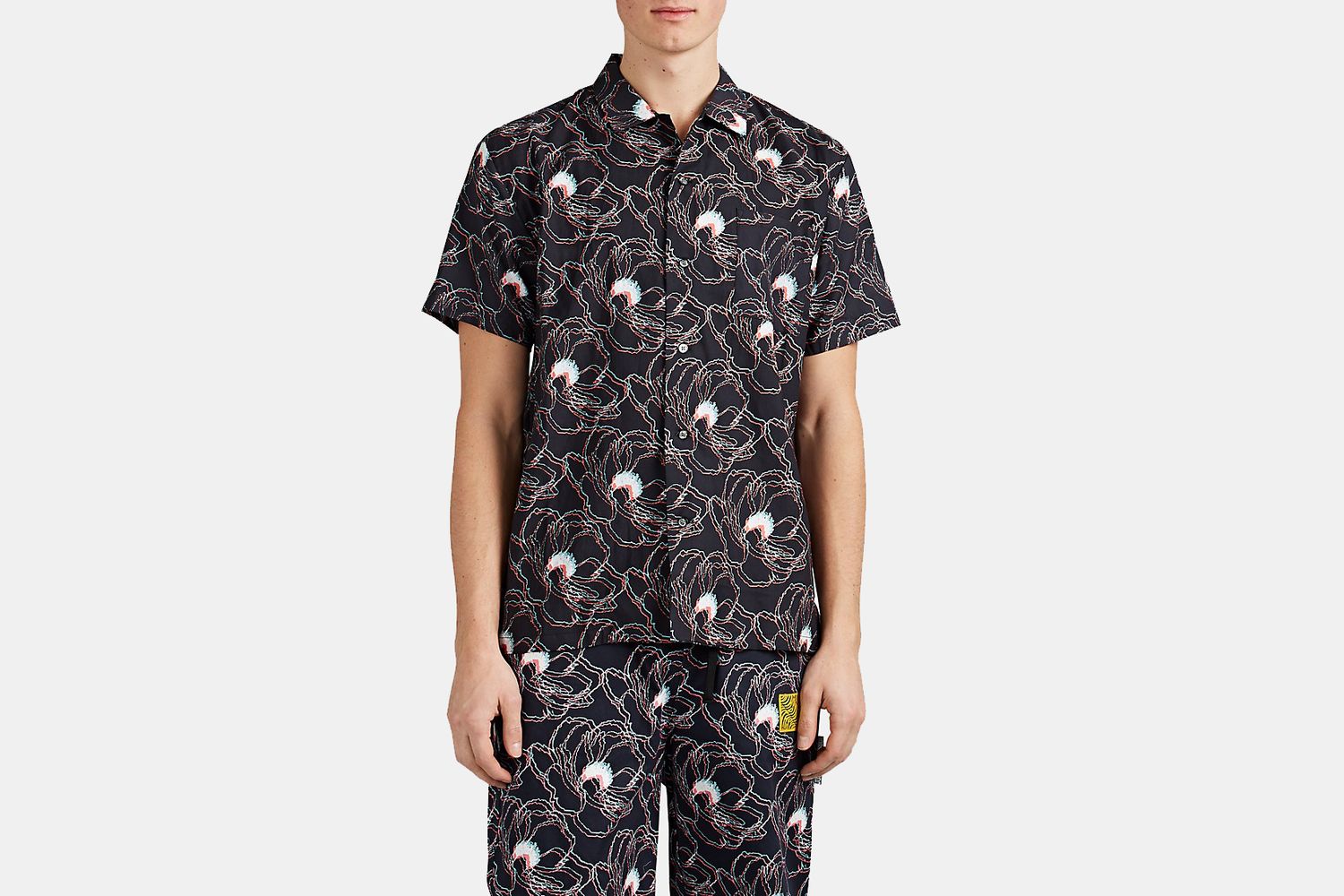 Abstract-Floral Cotton Voile Shirt