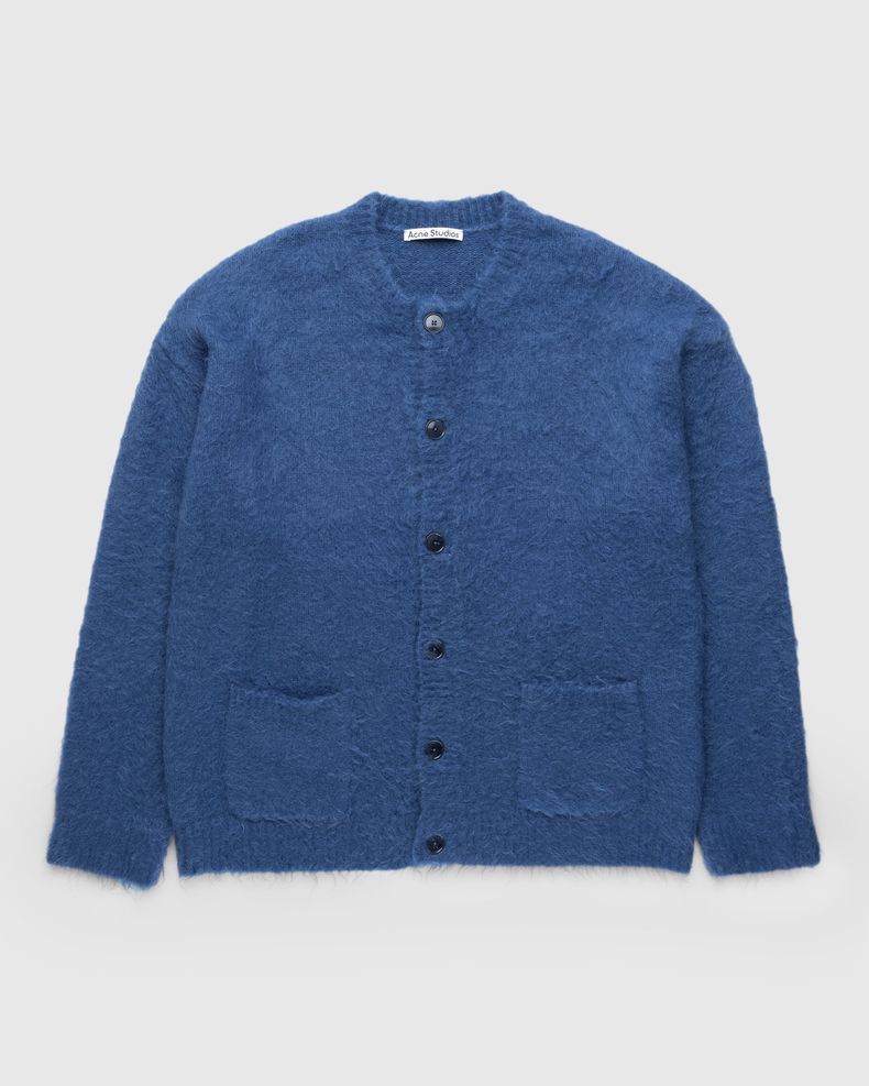 Brushed Wool Cardigan Blue