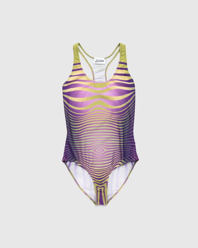 Printed Morphing Stripes Swimsuit Green