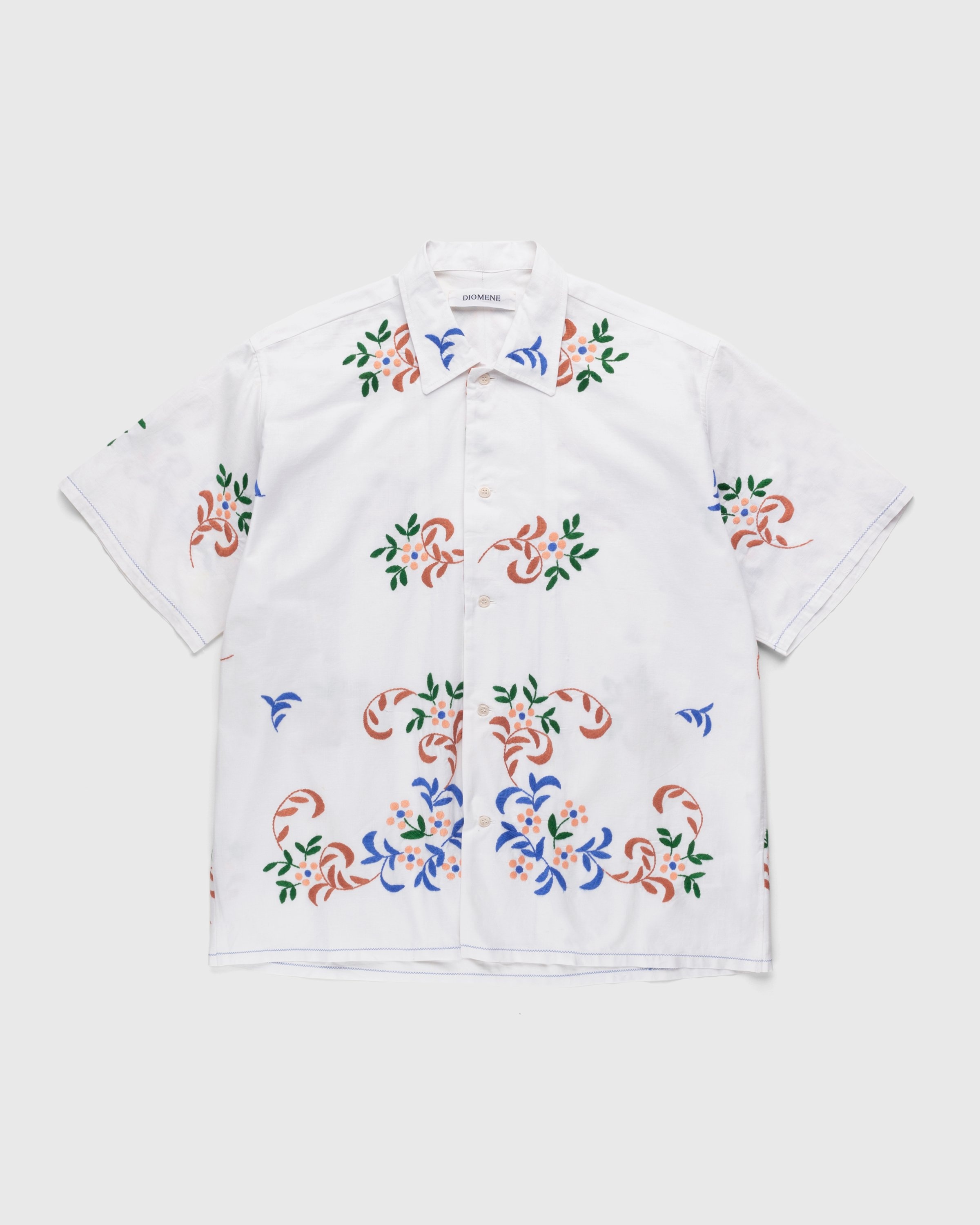 Diomene by Damir Doma – Embroidered Vacation Shirt White/Blue - Shirts - White - Image 1