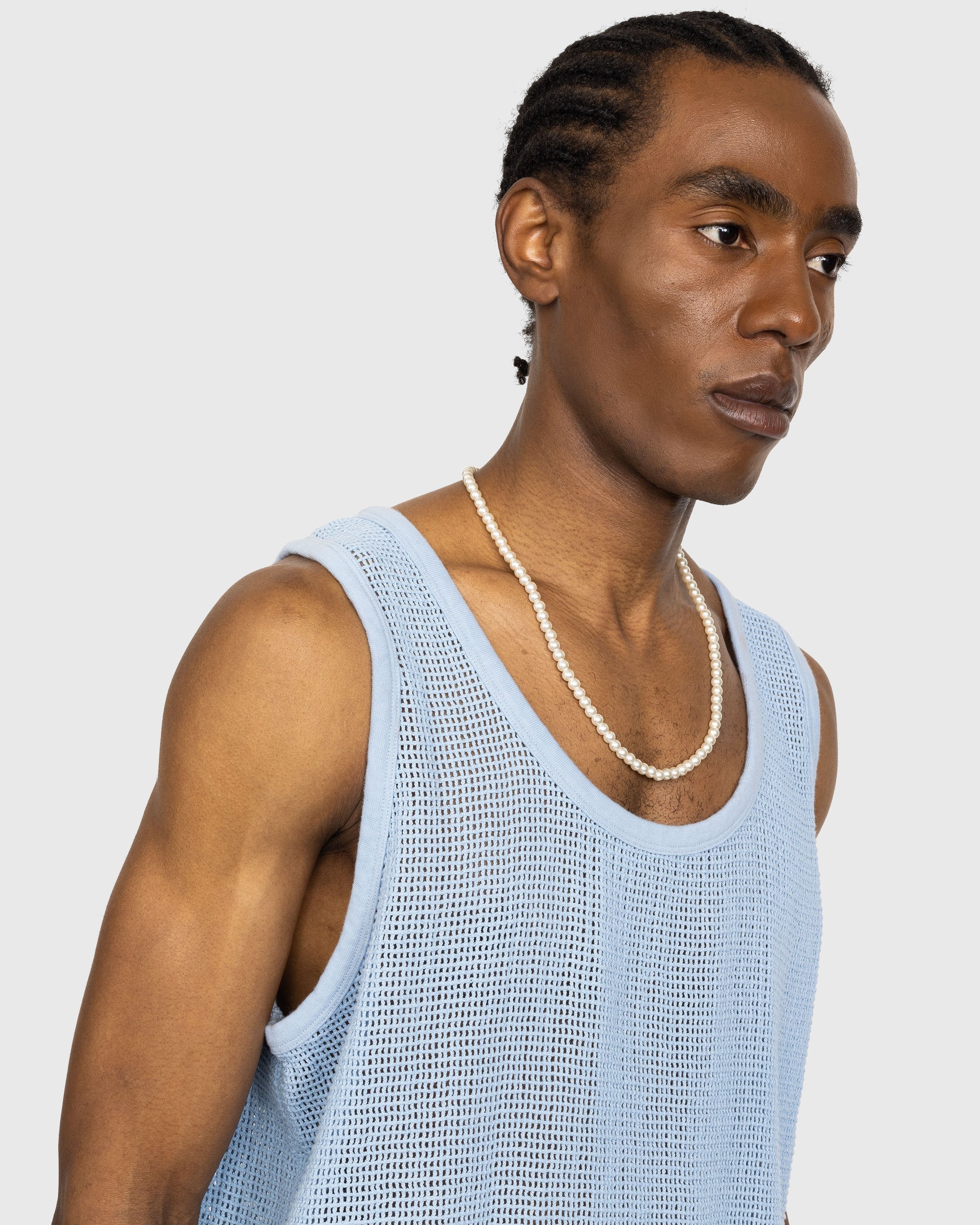 Highsnobiety – Cotton Mesh Knit Tank Top Blue - Tops - Blue - Image 5