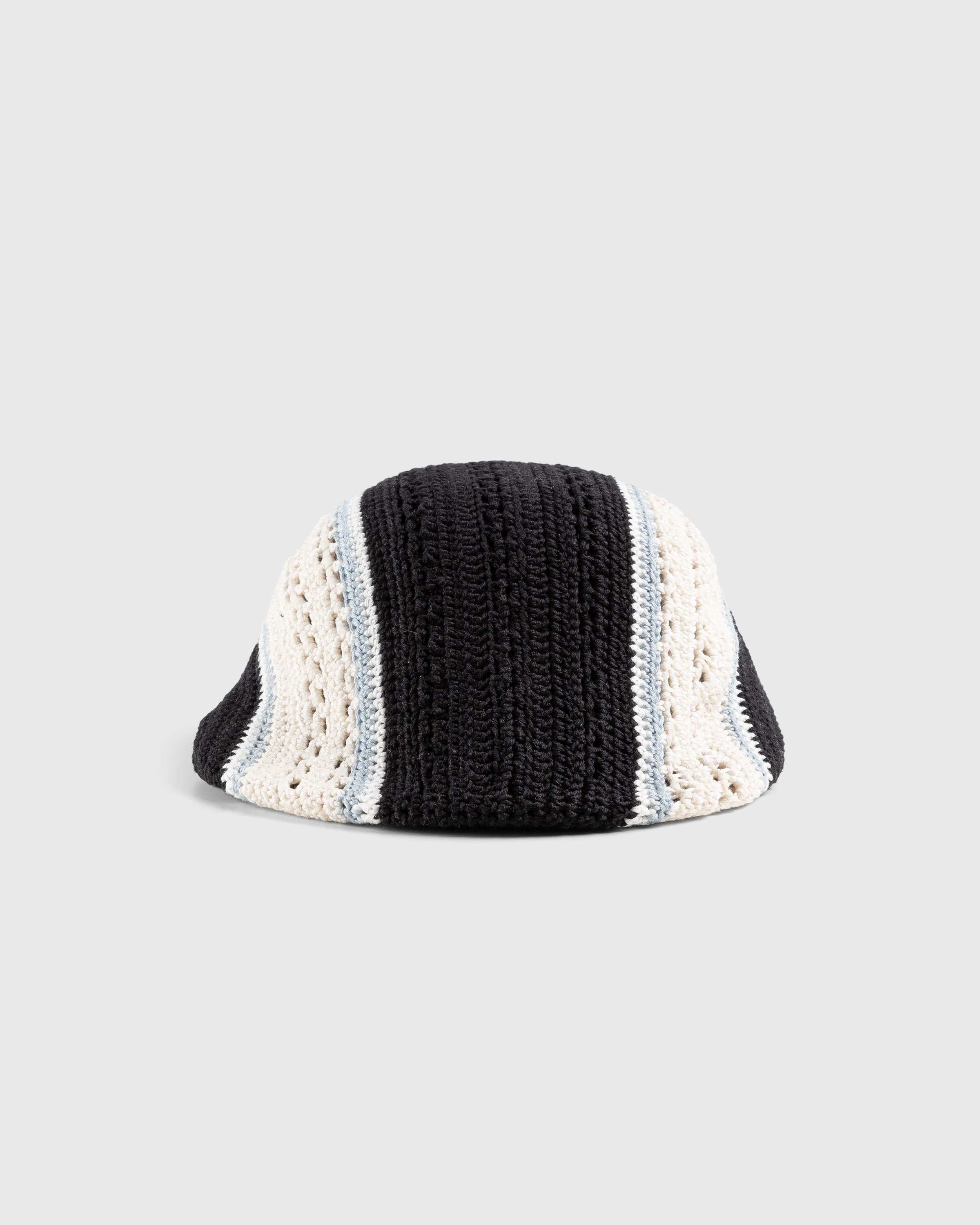 SSU – Crochet Flat Hat Black/Ivory - Flat Caps - Black - Image 2