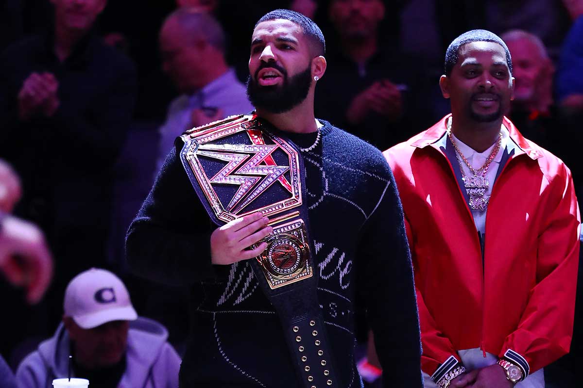 Drake at the Milwaukee Bucks vs. Toronto Raptors NBA game