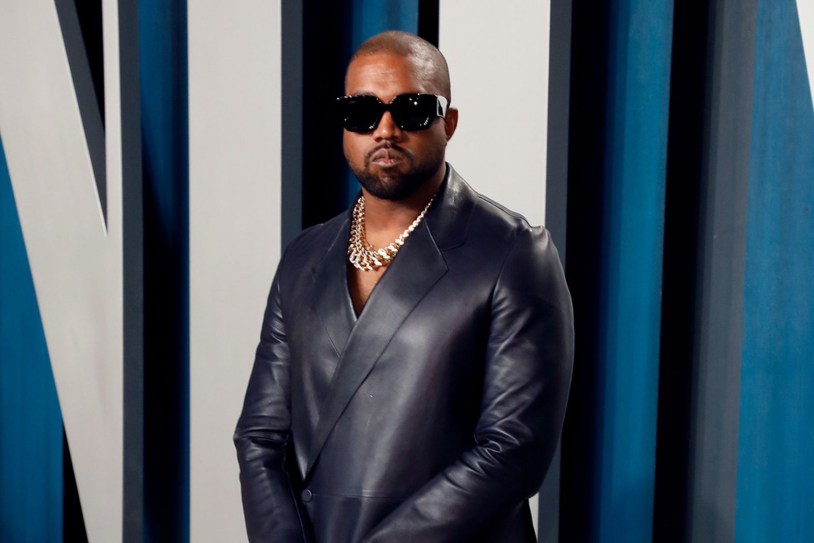Kanye West leather suit sunglasses