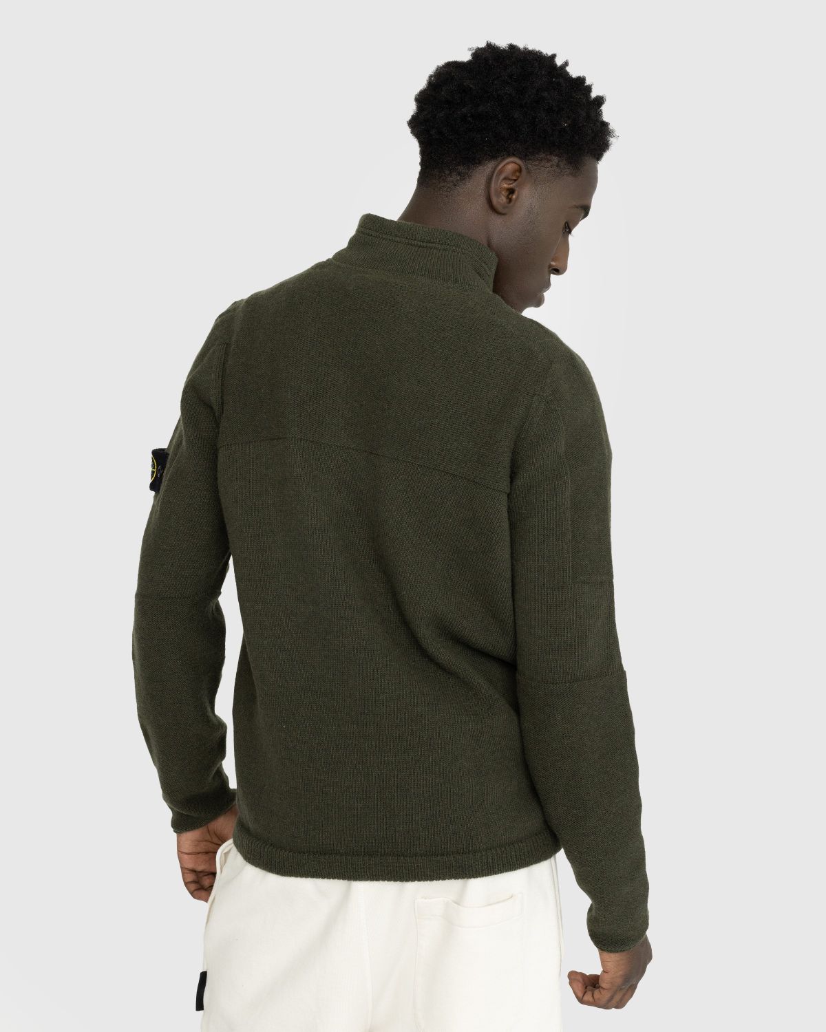 Stone Island – Lambswool Half-Zip Knit Olive - Knitwear - Green - Image 3