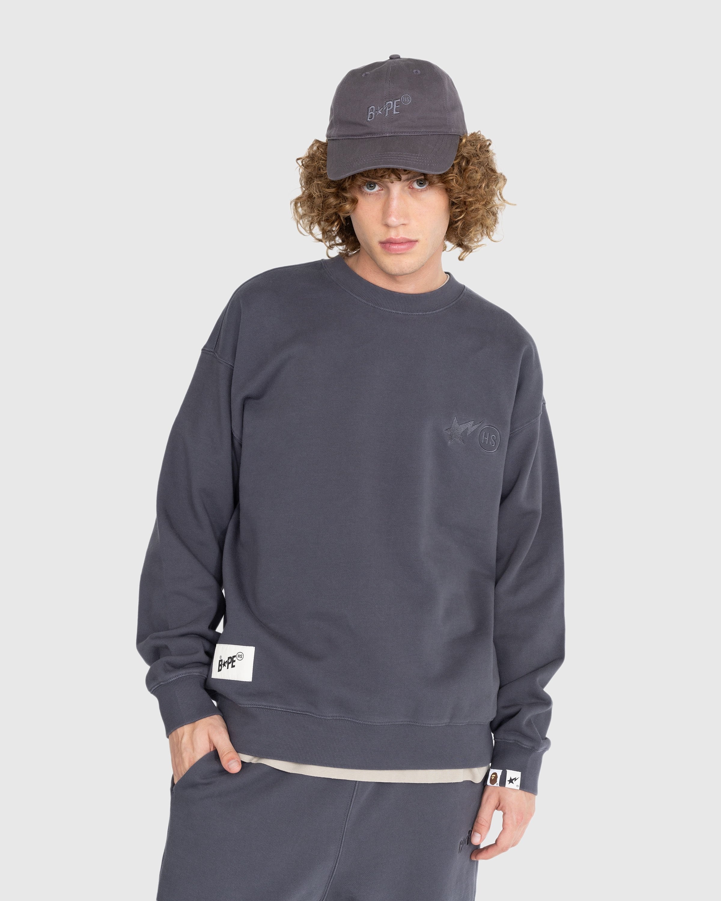 BAPE x Highsnobiety – Heavy Washed Crewneck Charcoal - Sweats - Grey - Image 3