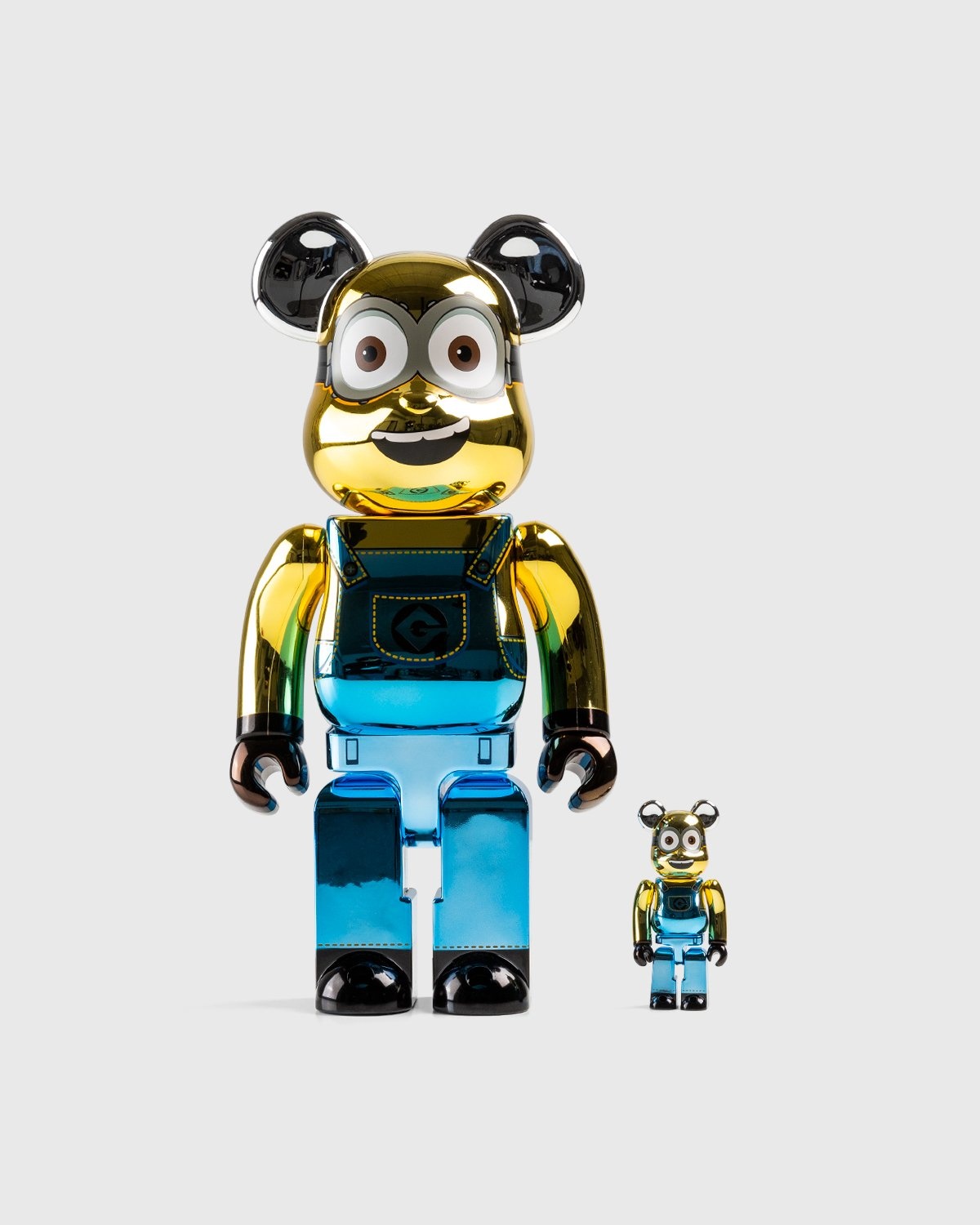 Medicom – Be@rbrick Minions Dave Chrome Version 100% and 400% Set Multi - Art & Collectibles - Multi - Image 1
