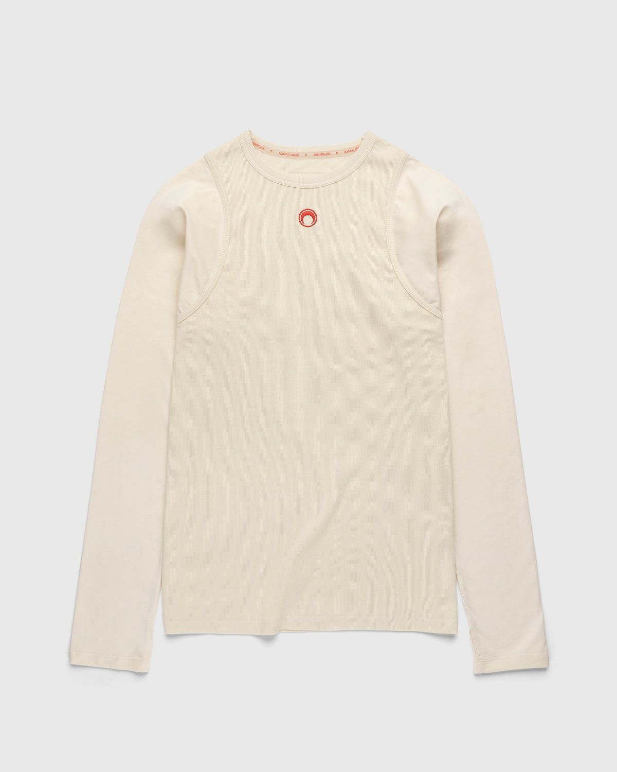 Marine Serre – Organic Cotton Relaxed Long-Sleeve Top Beige - Longsleeves - Beige - Image 1