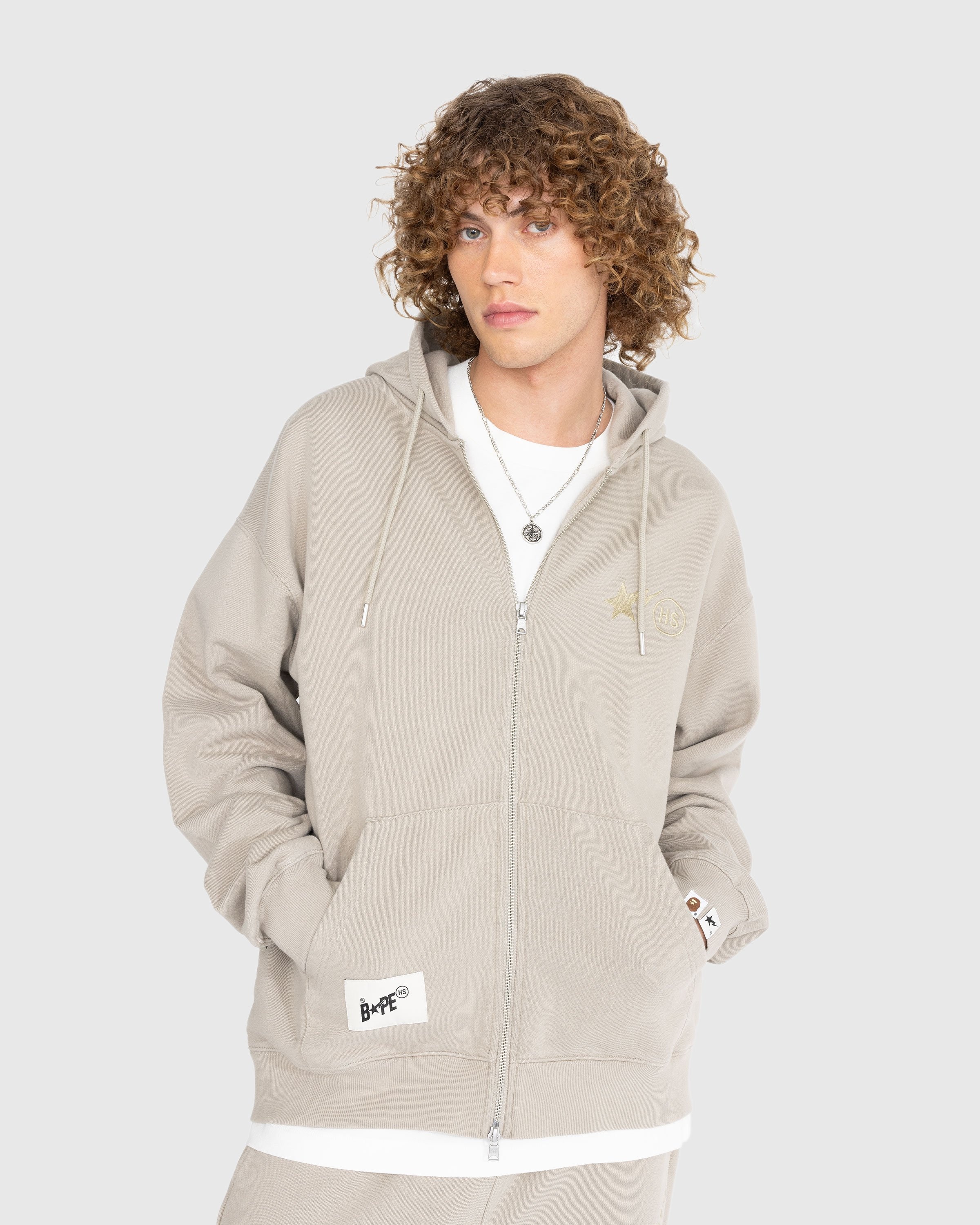 BAPE x Highsnobiety – Heavy Washed Zip Hoodie Beige - Sweats - Beige - Image 2