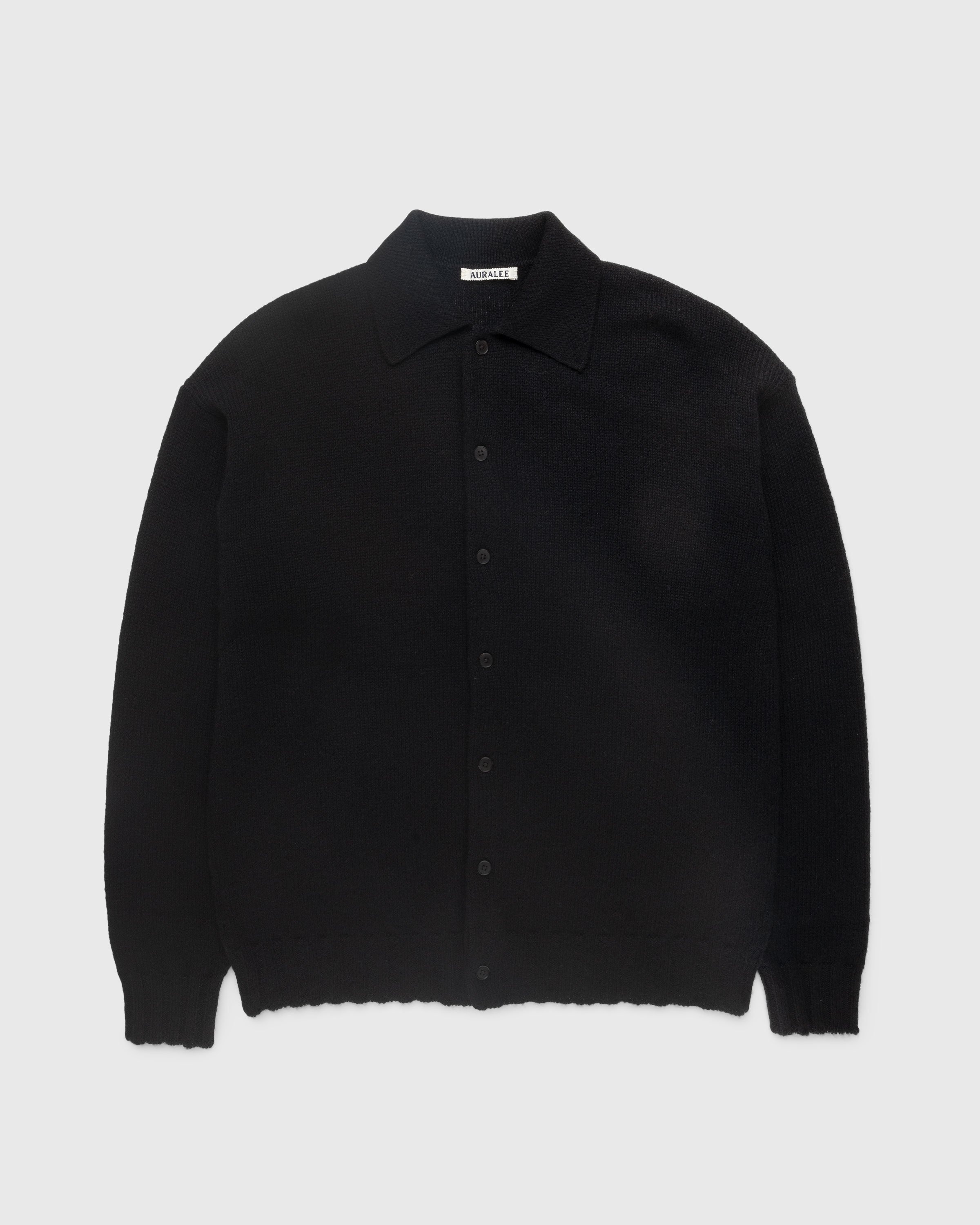 Auralee – Shetland Wool Cashmere Knit Cardigan Black - Knitwear - Black - Image 1